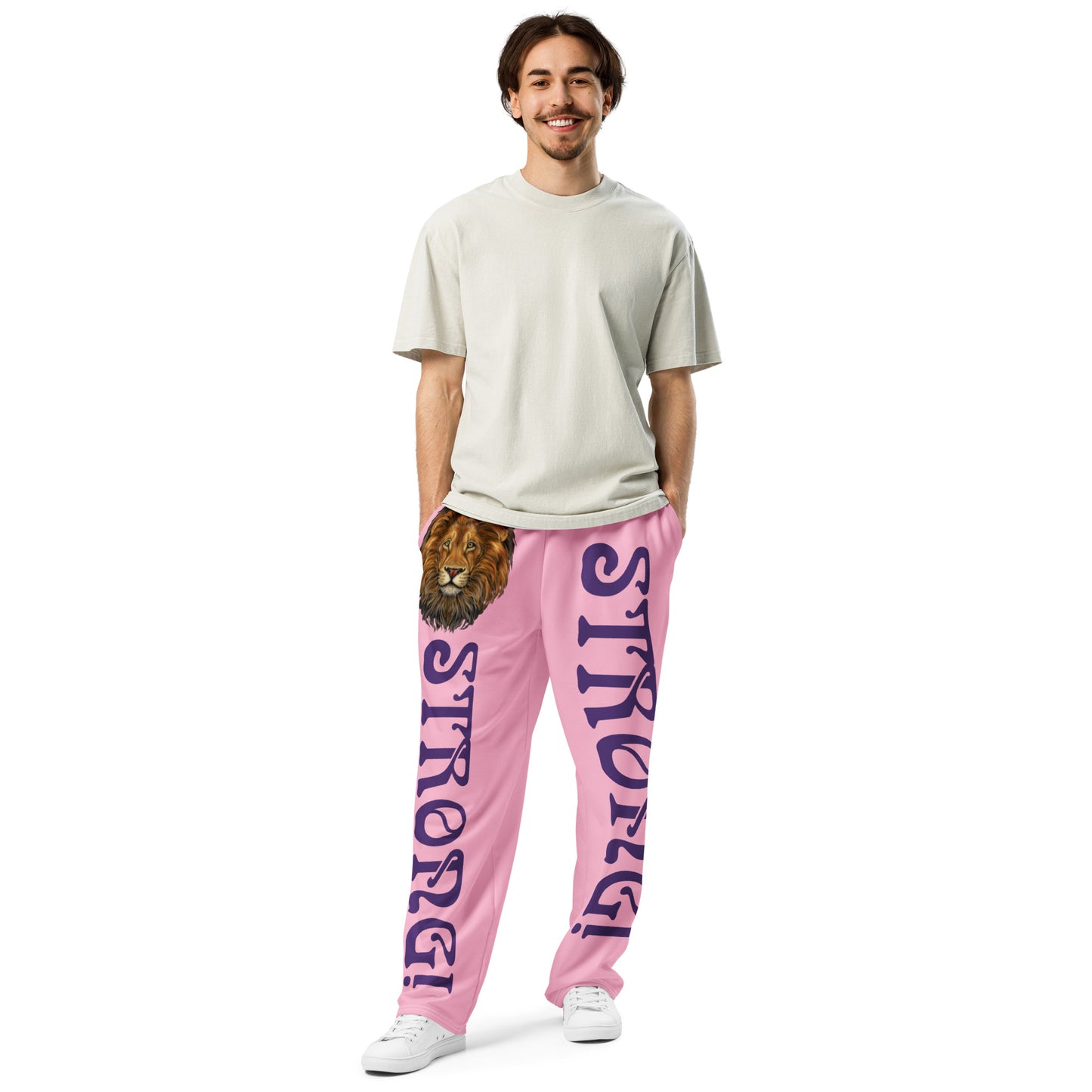 “STRONG!” Cotton Candy Wide-Leg Joggers W/Purple Font