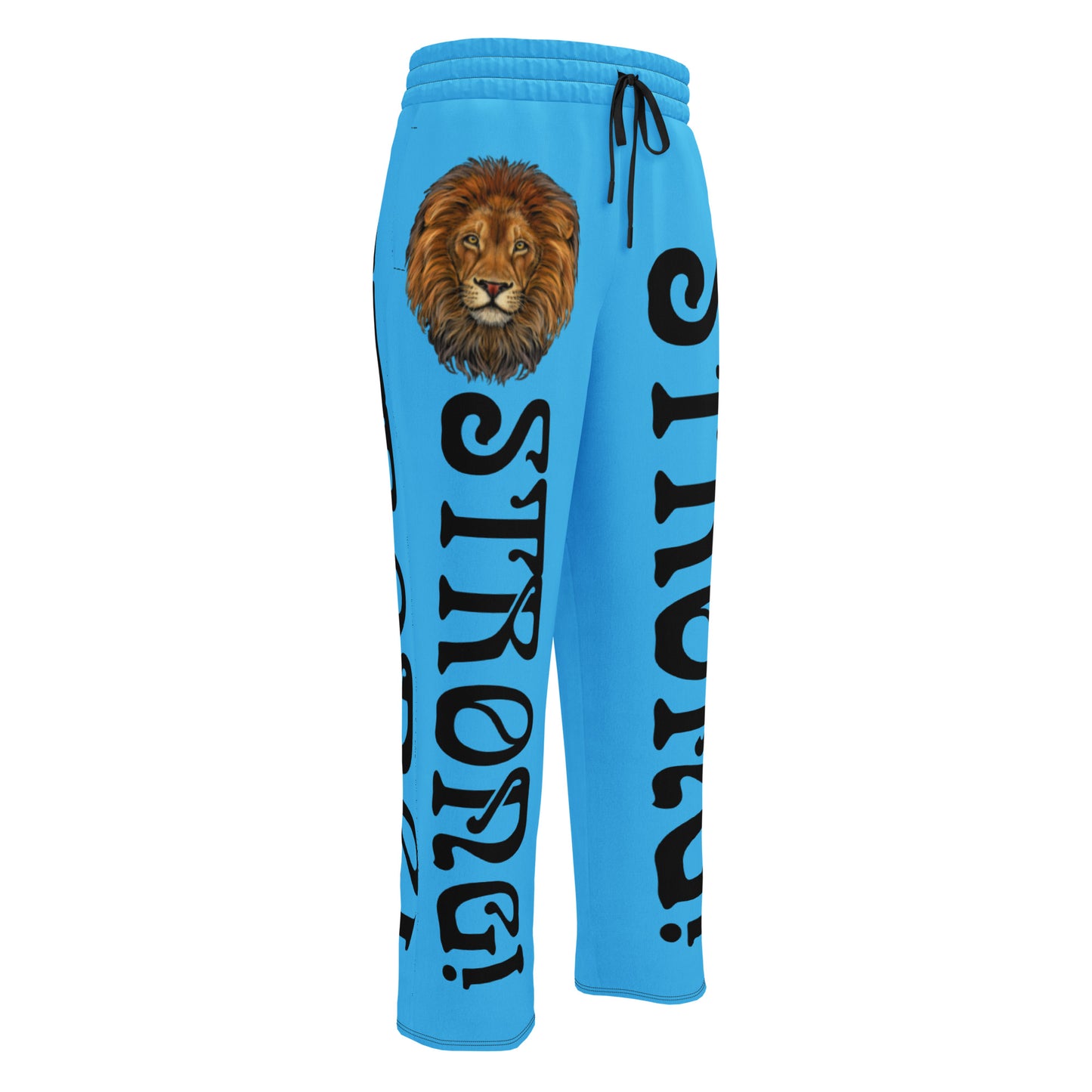 “STRONG!”SkyBlue Wide-Leg Joggers W/Black Font