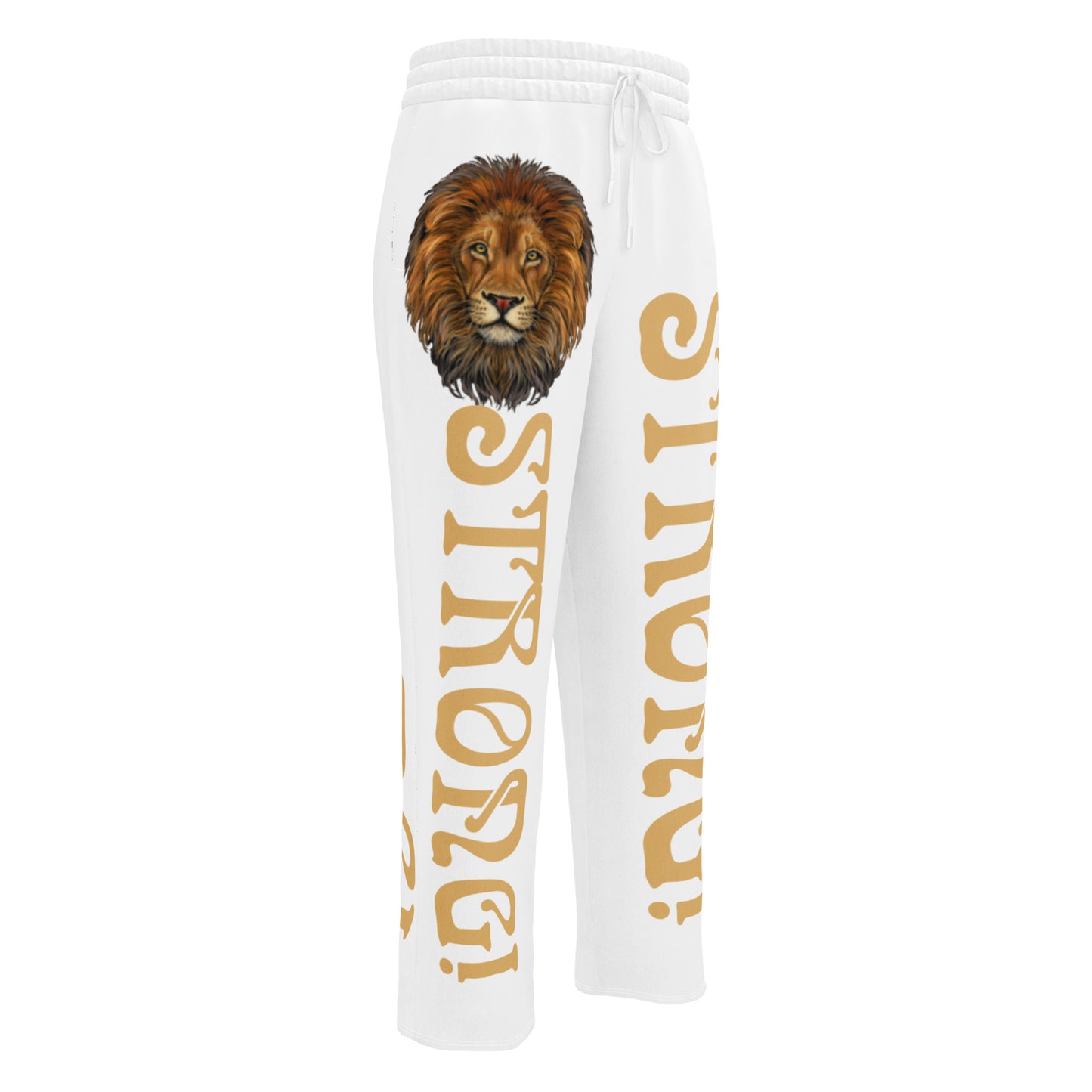 “STRONG!” White Wide-Leg Joggers W/Fawn Font