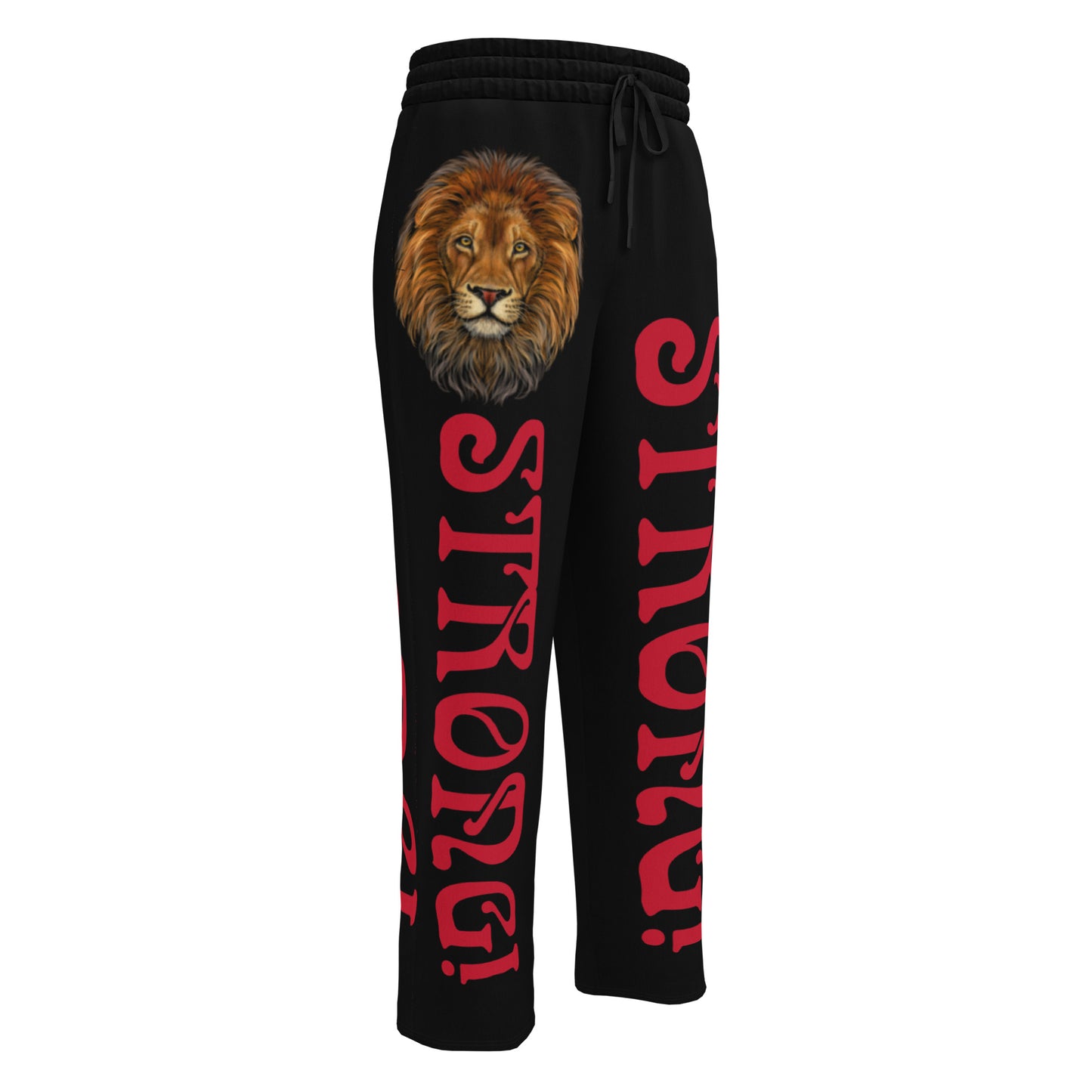 “STRONG!” Black Wide-Leg Joggers W/Red Font
