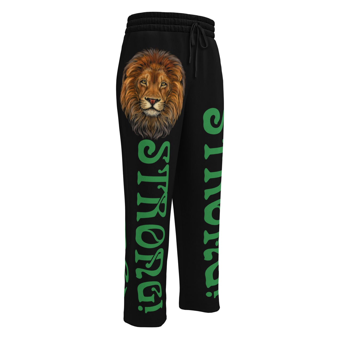 “STRONG!” Black Wide-Leg Joggers W/Green Font