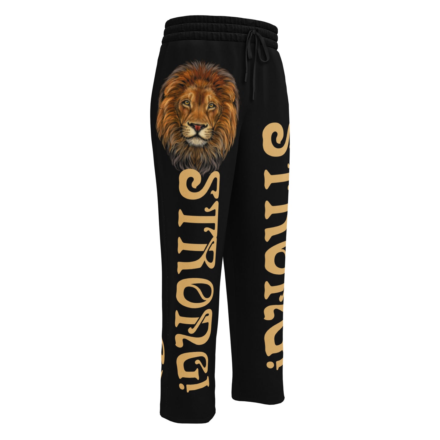 “STRONG!” Black Wide-Leg Joggers W/Fawn Font