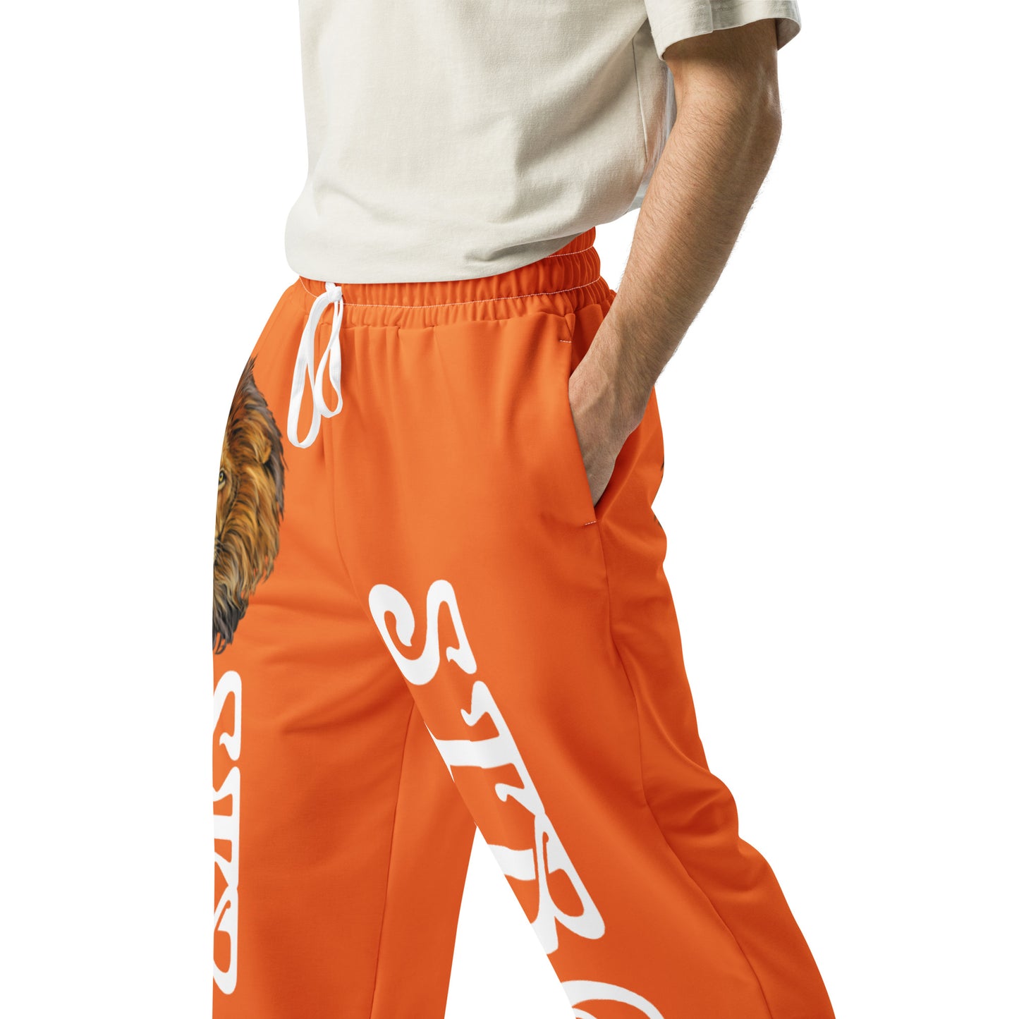 “STRONG!” Orange Wide-Leg Joggers W/White Font