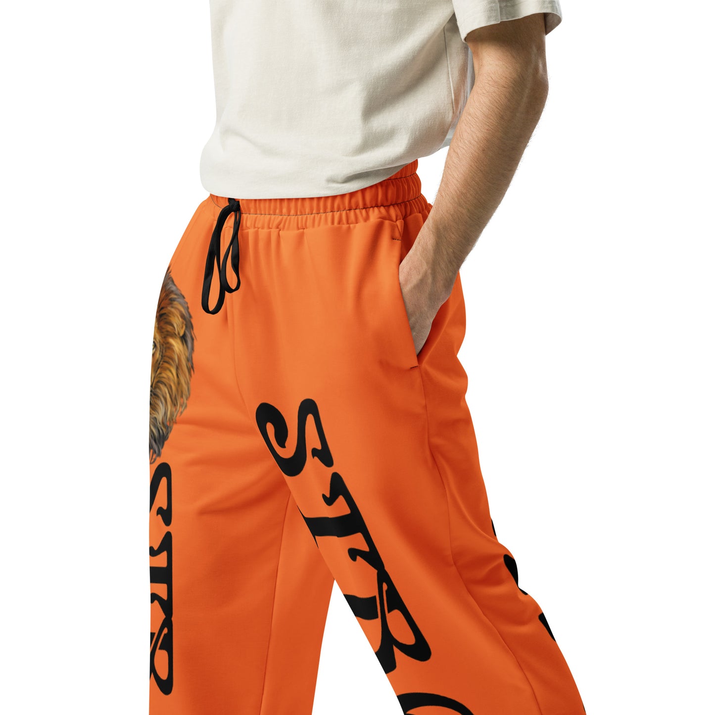 “STRONG!” Orange Wide-Leg Joggers W/Black Font