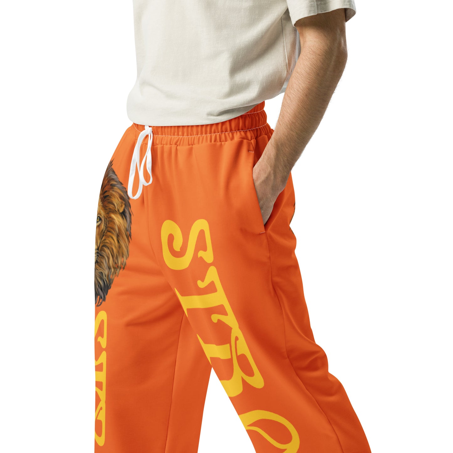 “STRONG!” Orange Wide-Leg Joggers W/Yellow Font