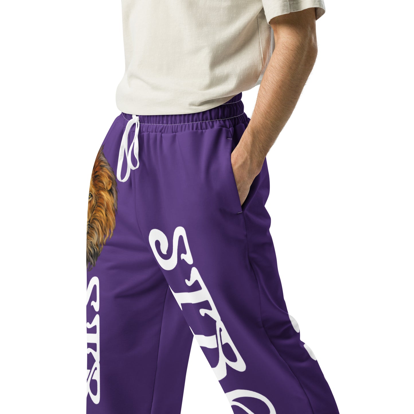 “STRONG!” Purple Wide-Leg Joggers W/White Font