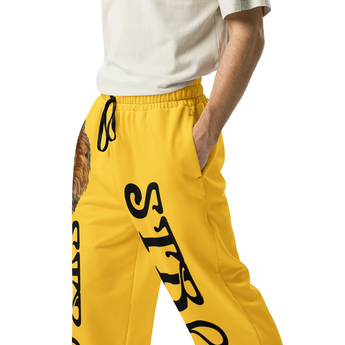 “STRONG!” Yellow Wide-Leg Joggers W/Black Font