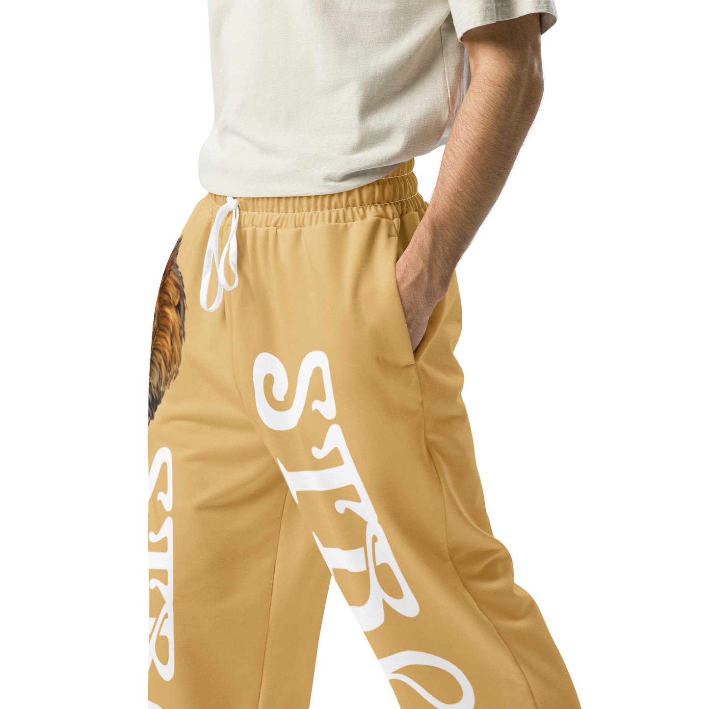 “STRONG!” Fawn Wide-Leg Joggers W/White Font