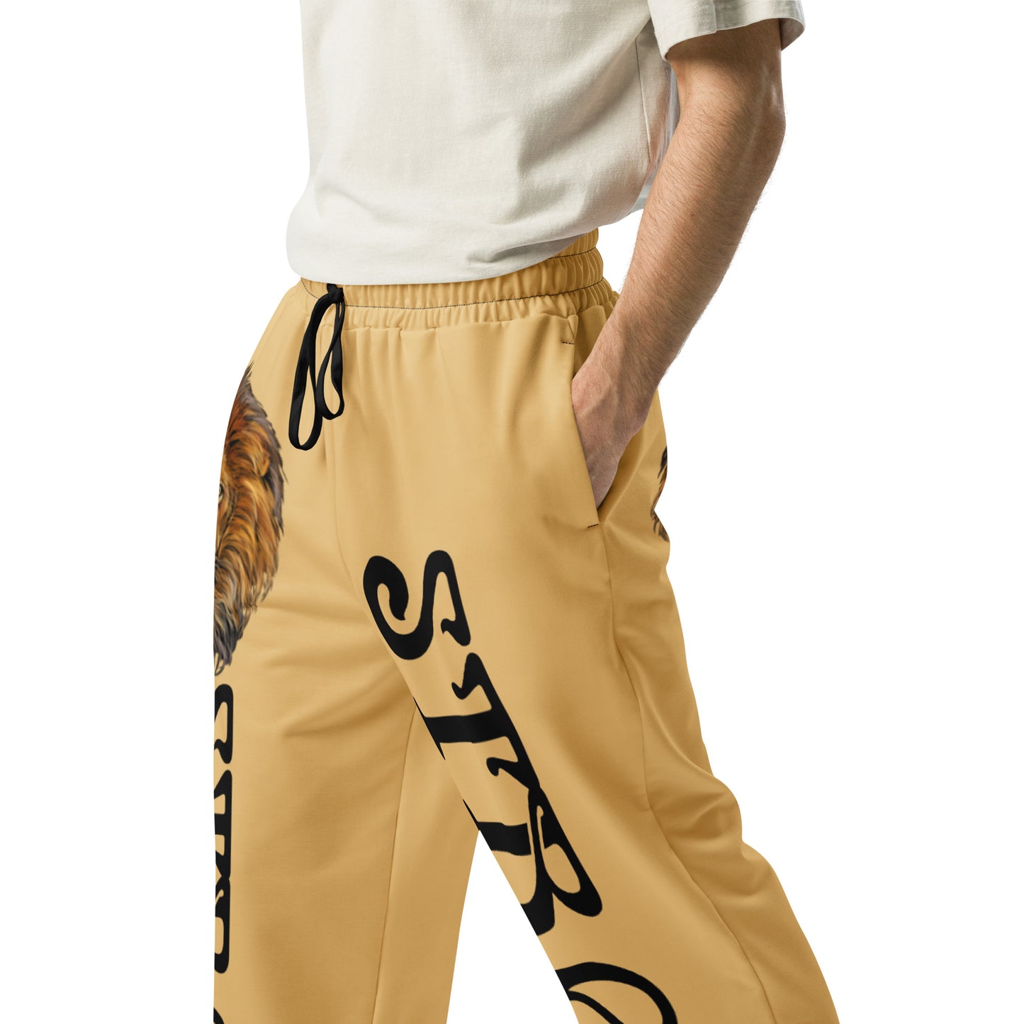 “STRONG!” Fawn Wide-Leg Joggers W/Black Font