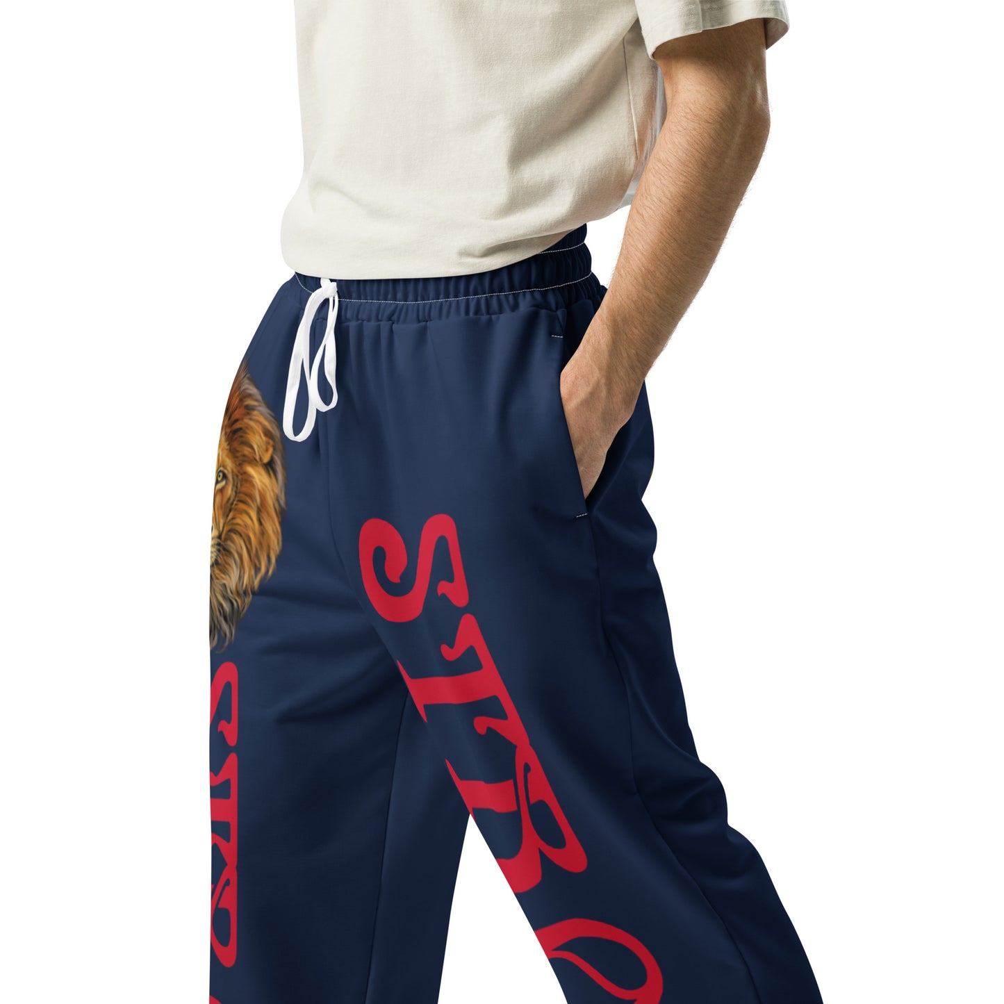 “STRONG!” Navy Wide-Leg Joggers W/Red Font