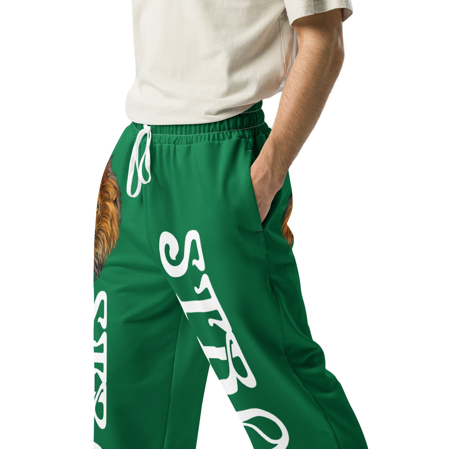 “STRONG!” Green Wide-Leg Joggers W/White Font