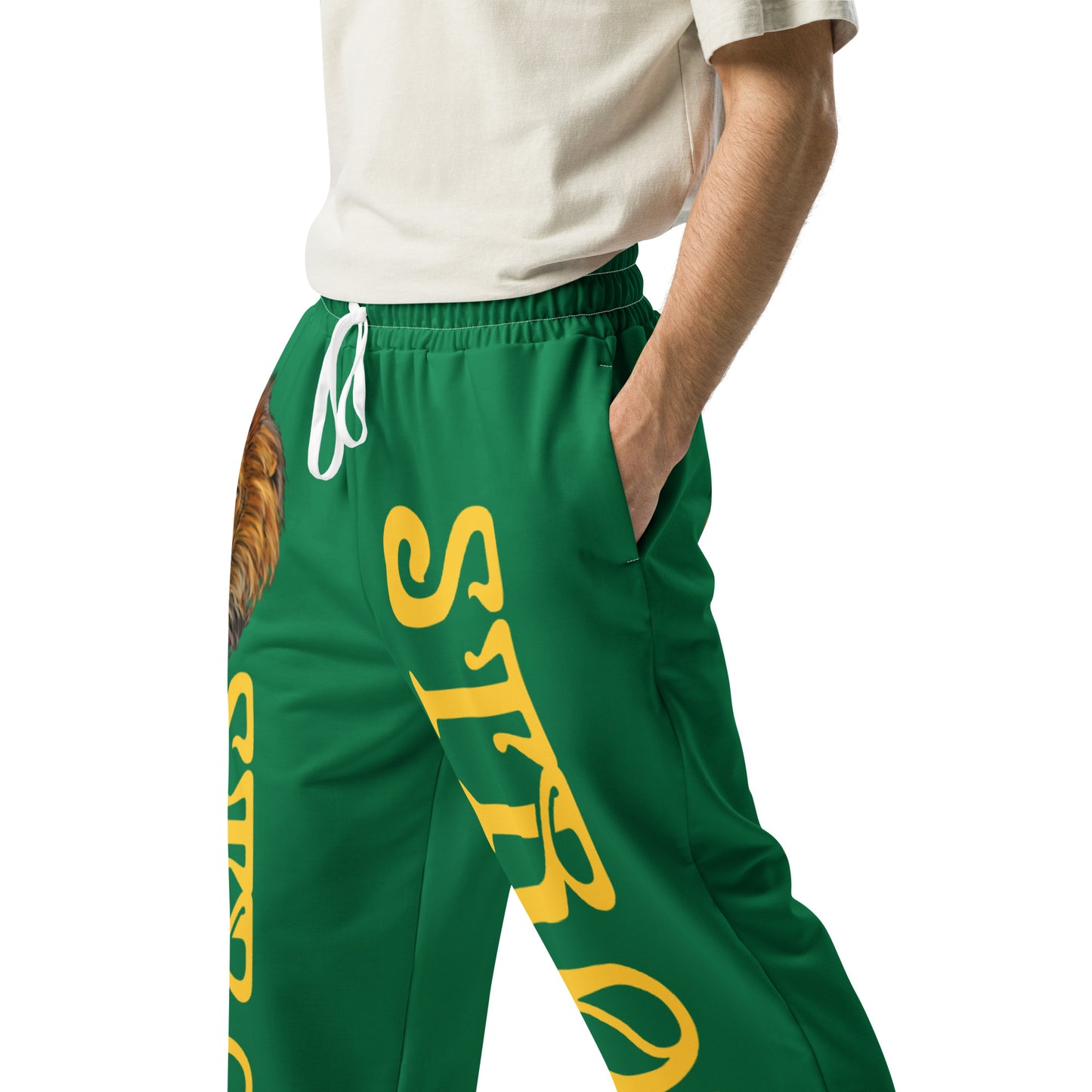 “STRONG!” Green Wide-Leg Joggers W/Yellow Font