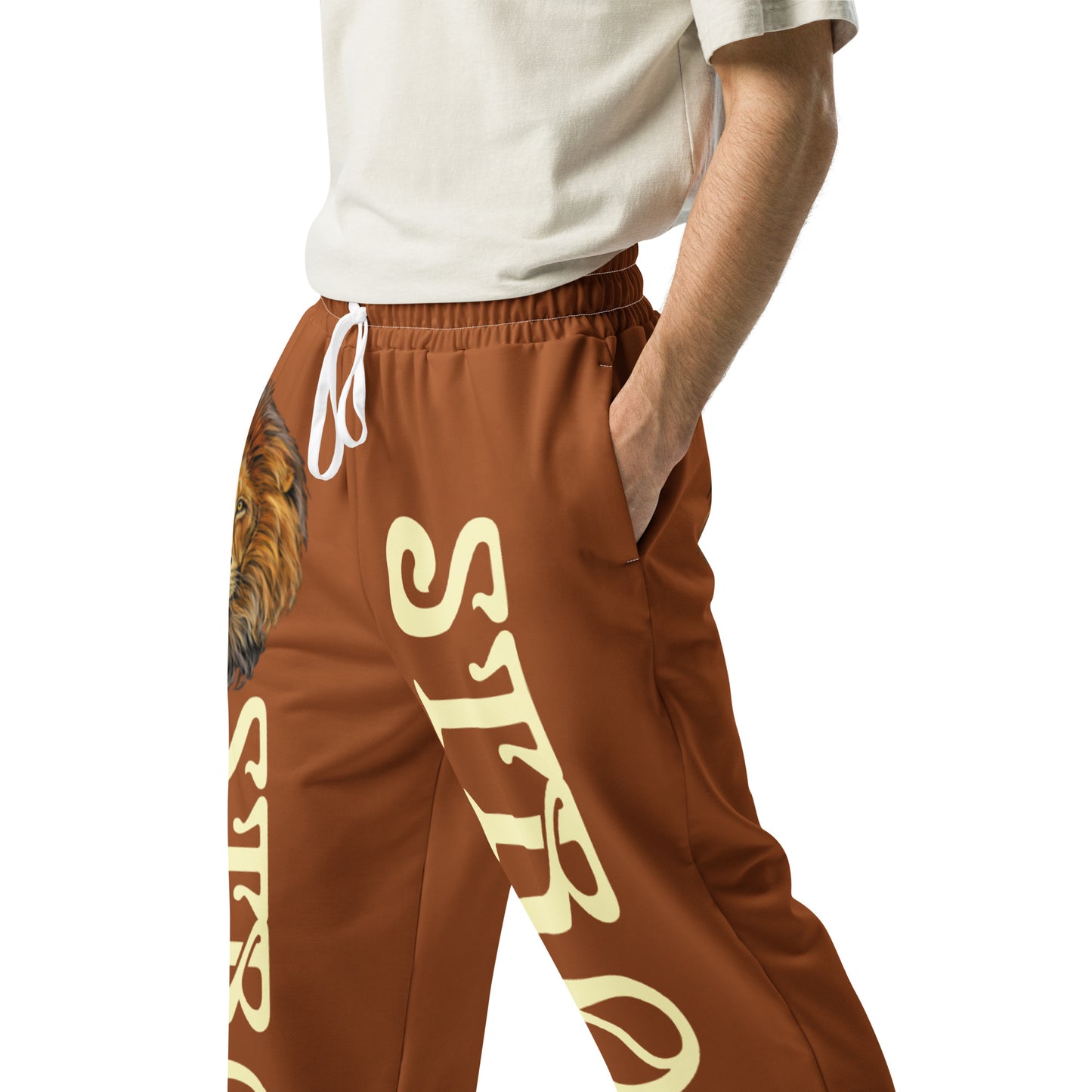 “STRONG!” Brown Wide-Leg Joggers W/Banana Font