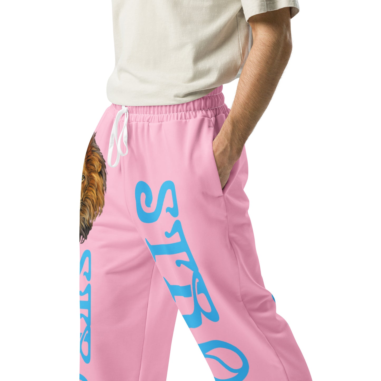 “STRONG!” Cotton Candy Wide-Leg Joggers W/SkyBlue Font