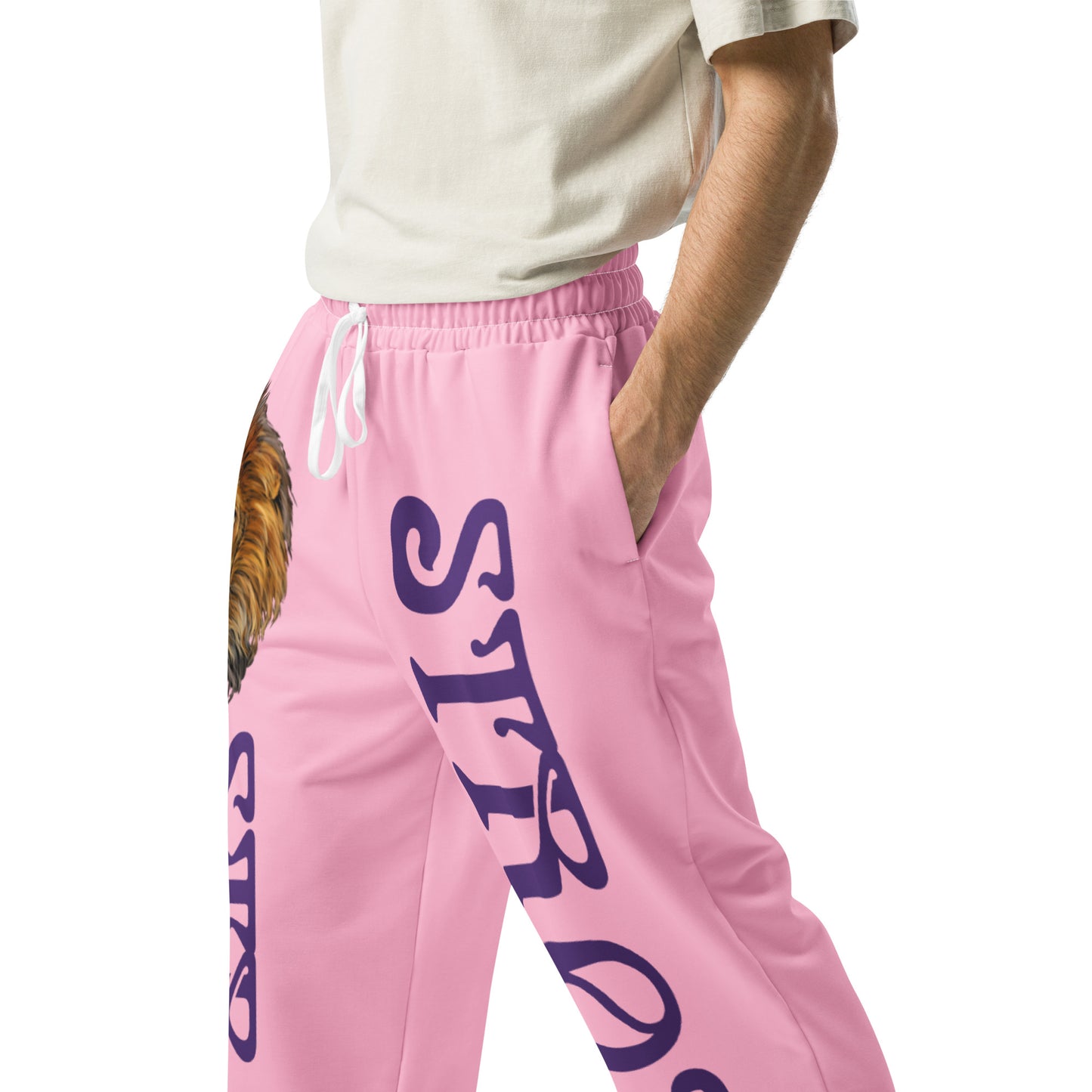 “STRONG!” Cotton Candy Wide-Leg Joggers W/Purple Font
