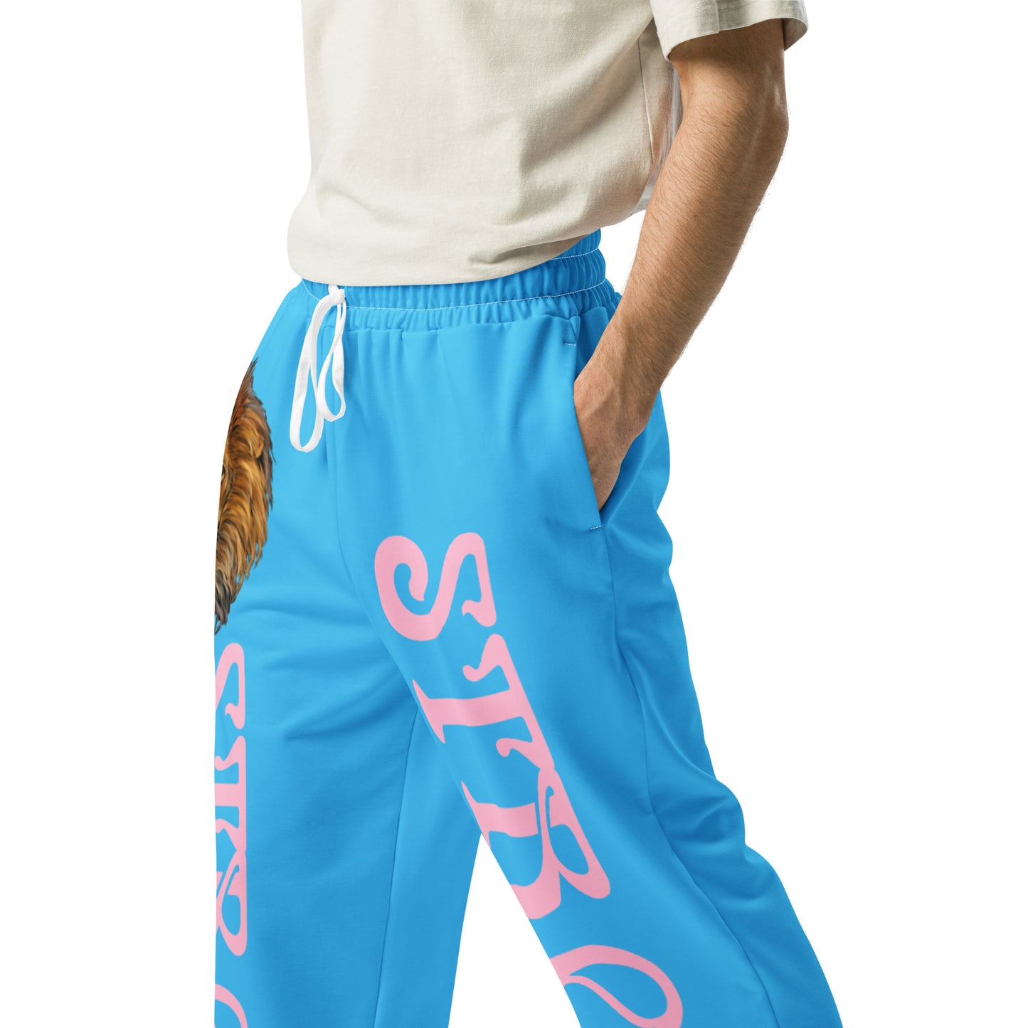 “STRONG!” SkyBlue Wide-Leg Joggers W/Cotton Candy Font