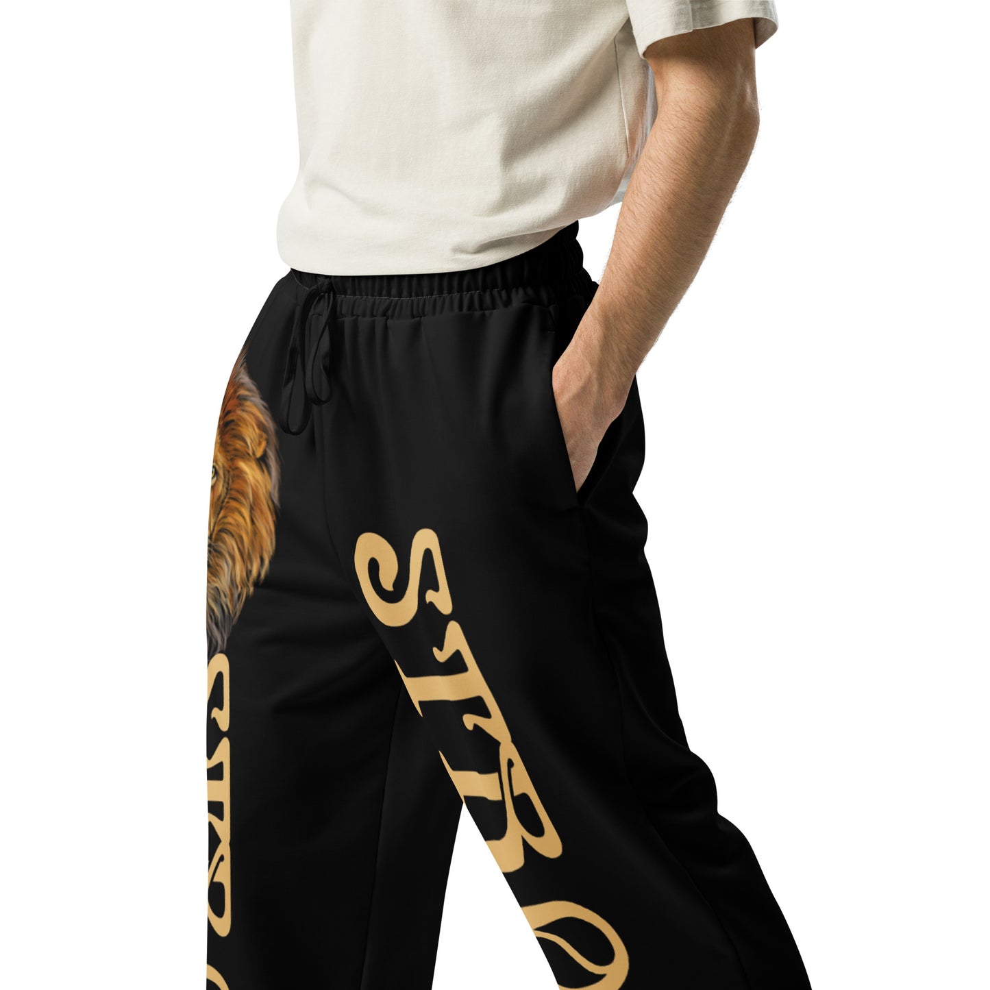 “STRONG!” Black Wide-Leg Joggers W/Fawn Font