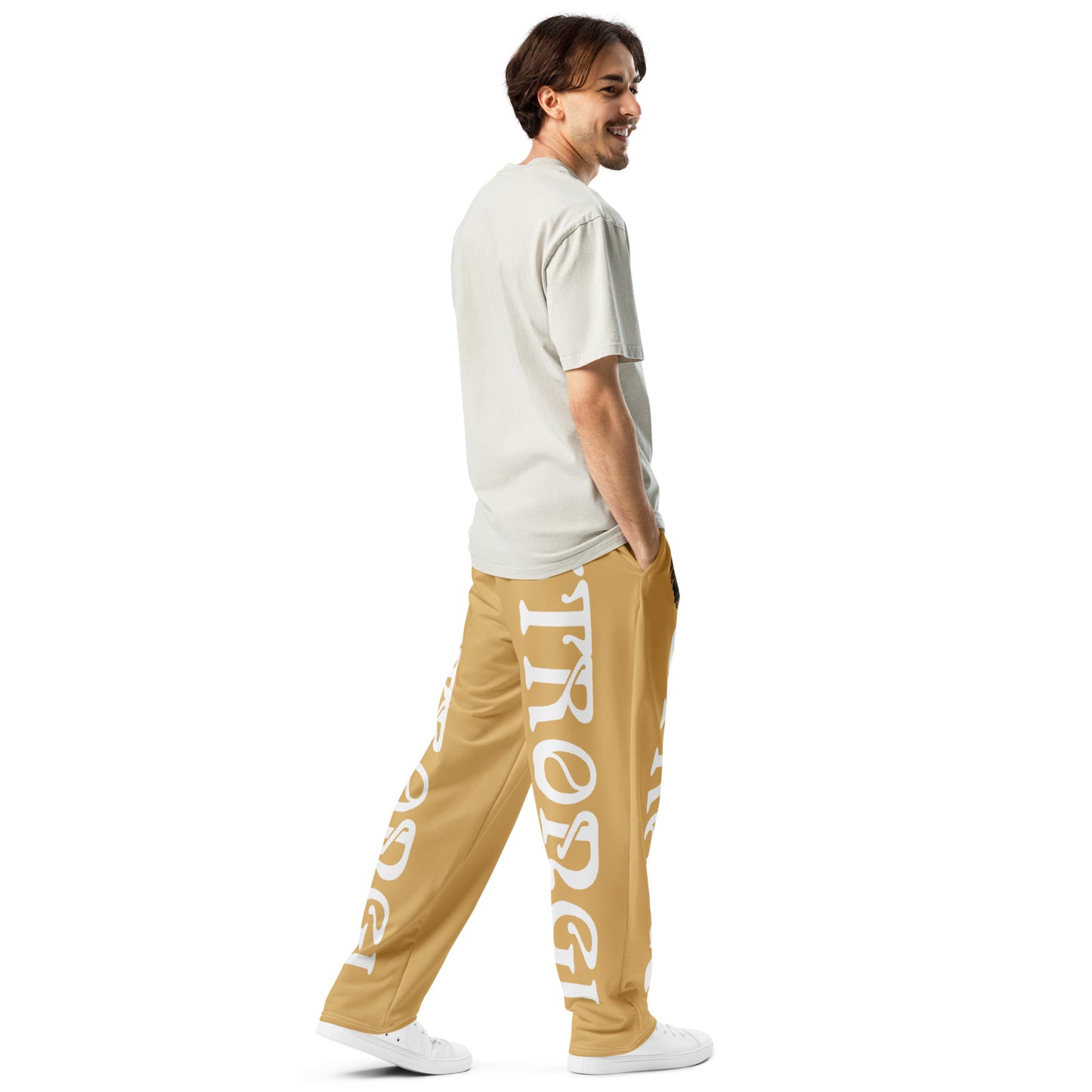 “STRONG!” Fawn Wide-Leg Joggers W/White Font
