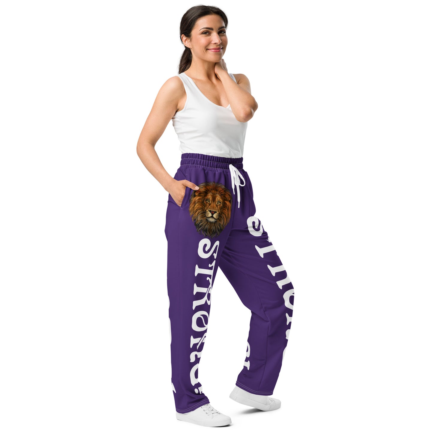 “STRONG!” Purple Wide-Leg Joggers W/White Font
