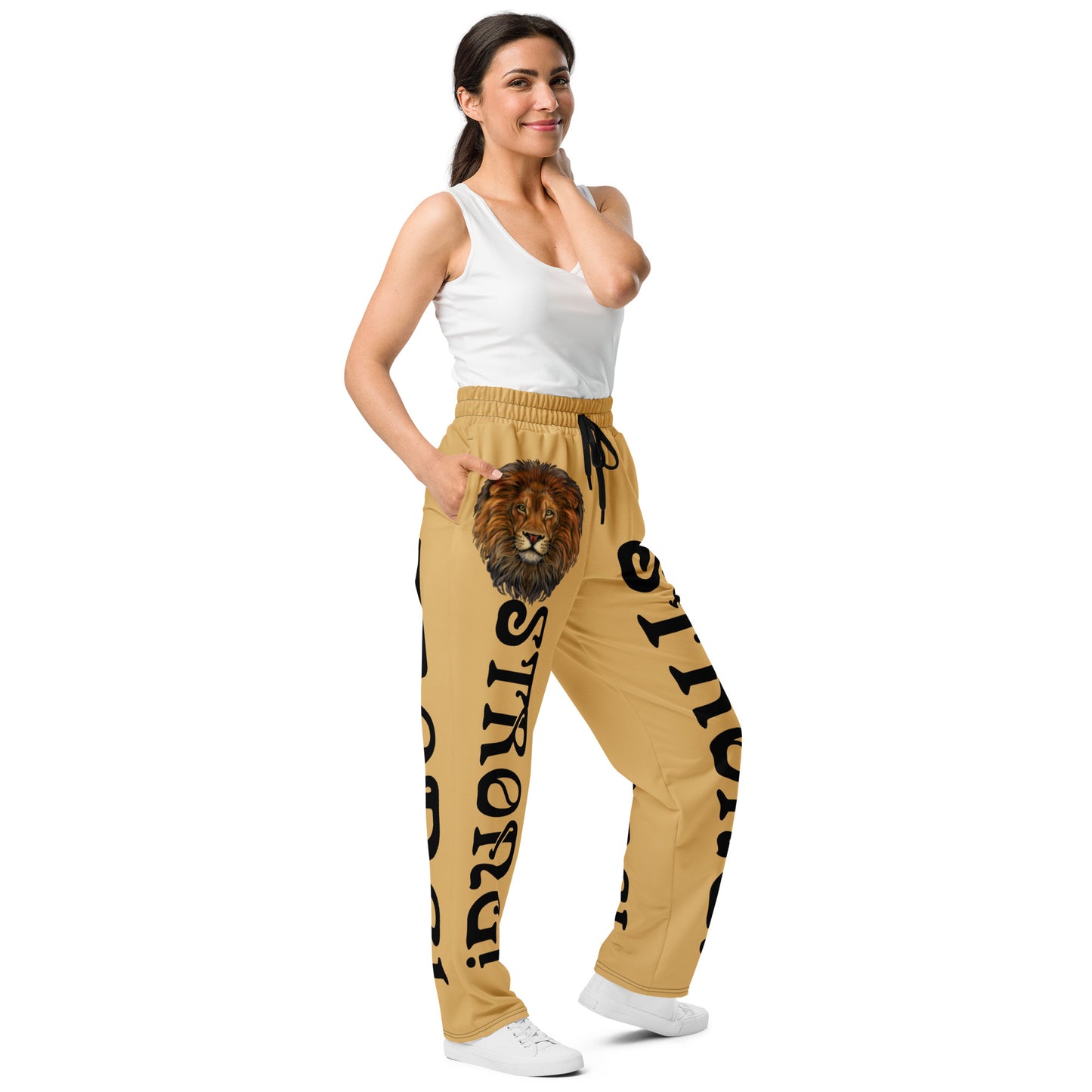 “STRONG!” Fawn Wide-Leg Joggers W/Black Font