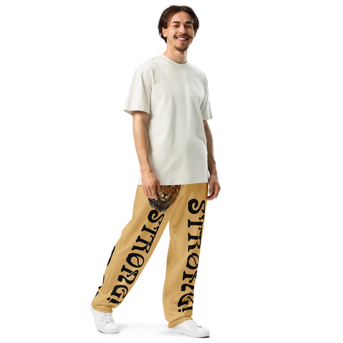 “STRONG!” Fawn Wide-Leg Joggers W/Black Font