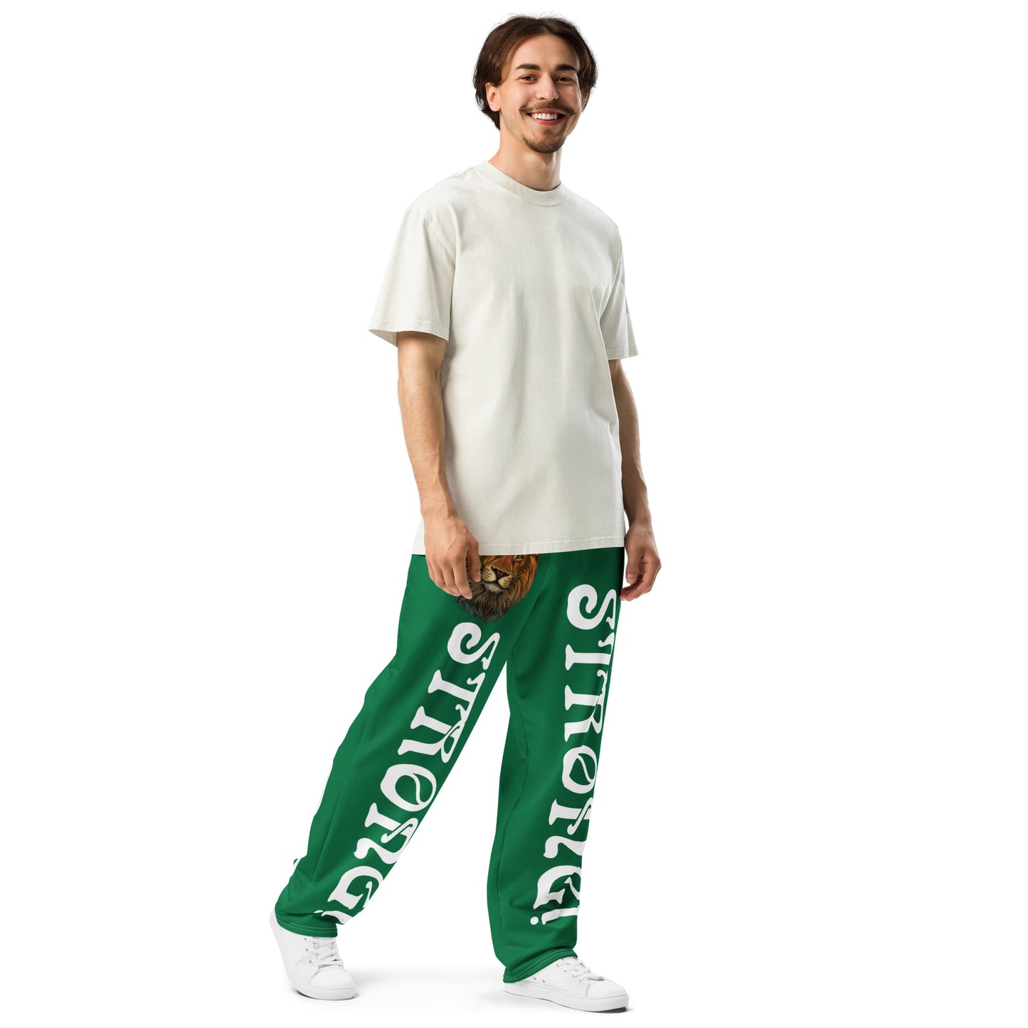 “STRONG!” Green Wide-Leg Joggers W/White Font