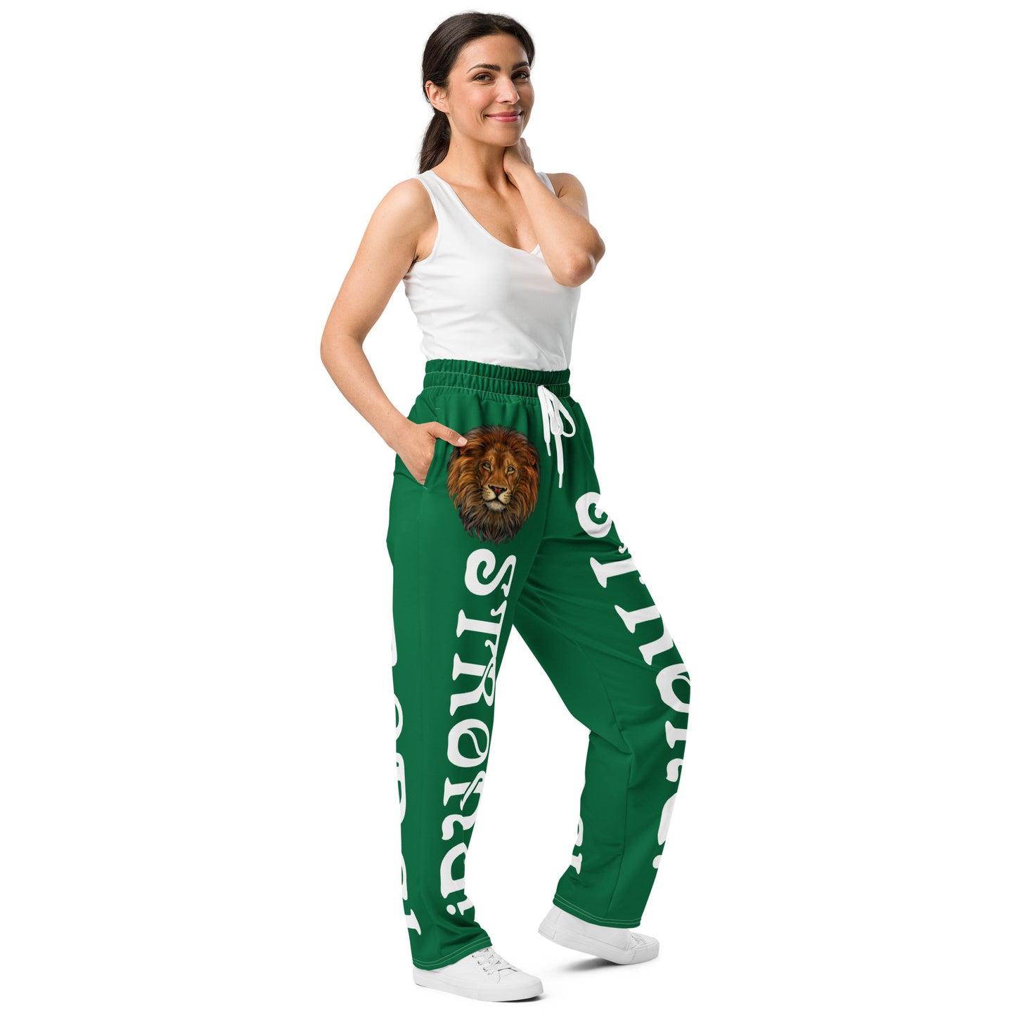 “STRONG!” Green Wide-Leg Joggers W/White Font