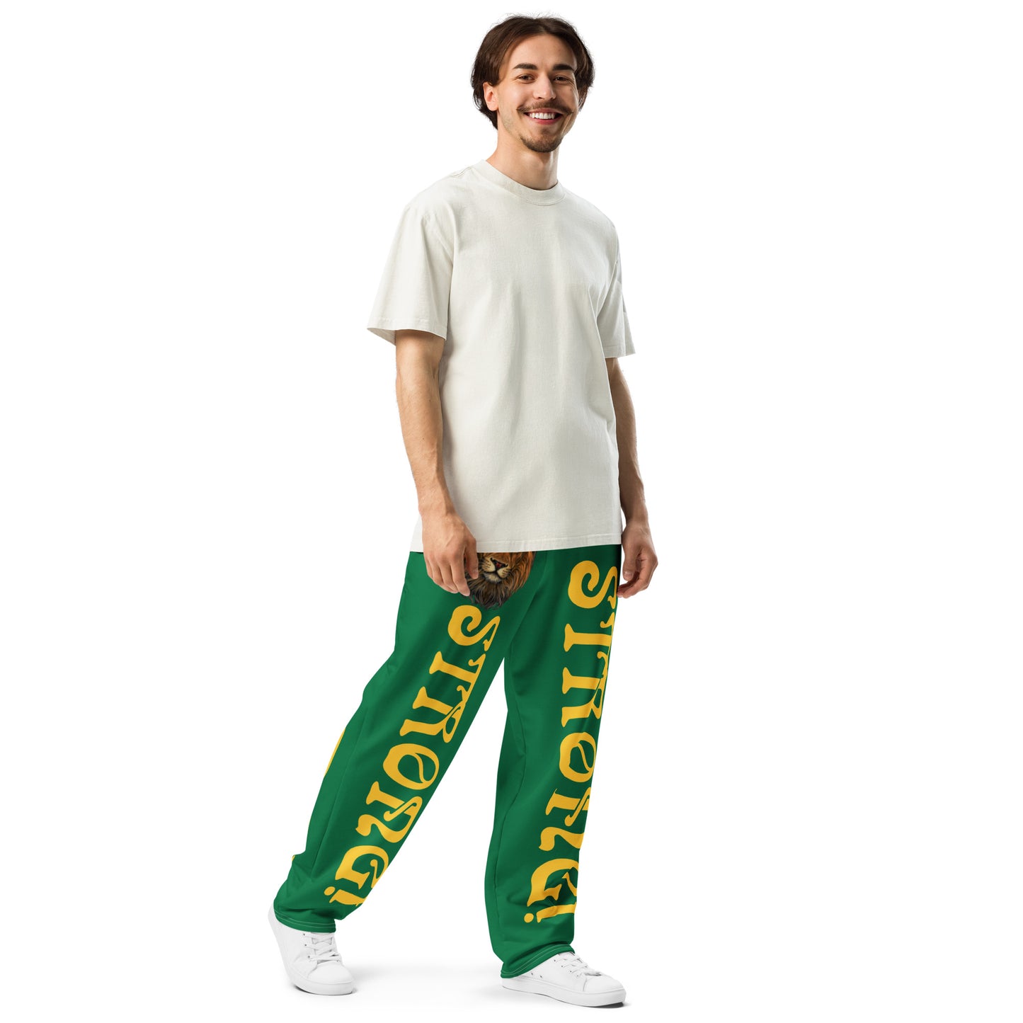 “STRONG!” Green Wide-Leg Joggers W/Yellow Font