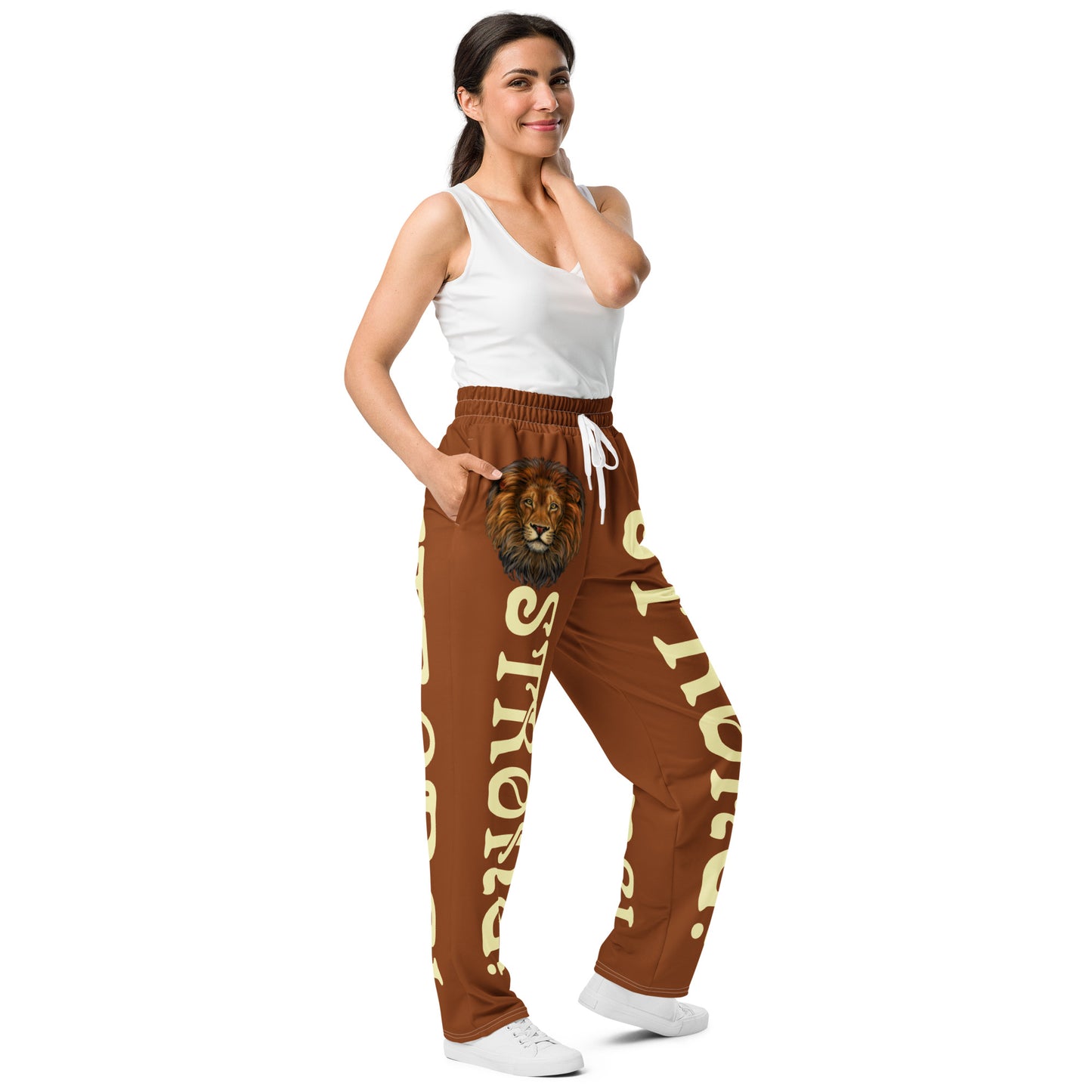 “STRONG!” Brown Wide-Leg Joggers W/Banana Font