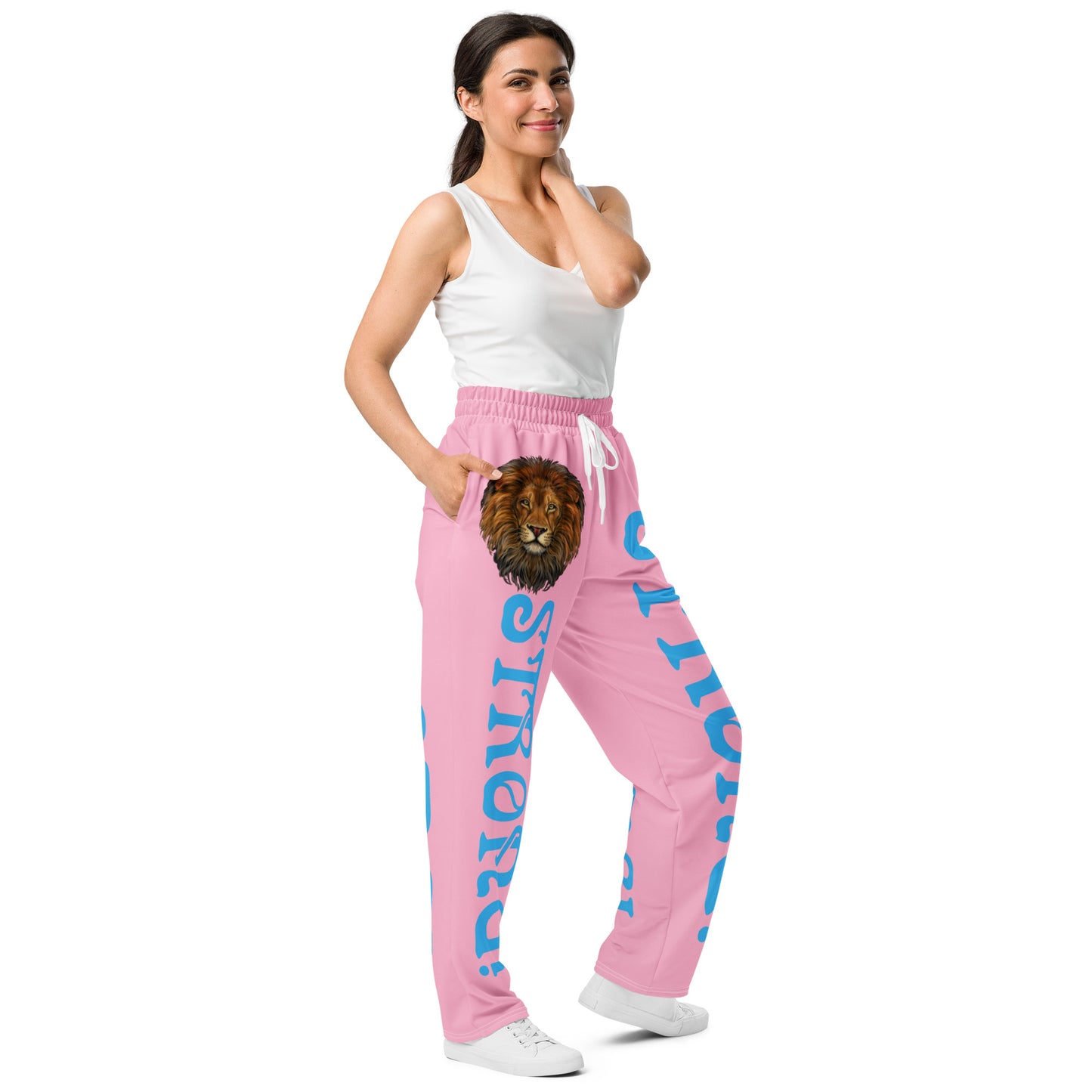 “STRONG!” Cotton Candy Wide-Leg Joggers W/SkyBlue Font