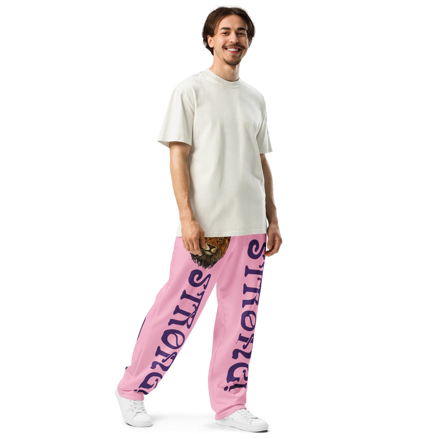 “STRONG!” Cotton Candy Wide-Leg Joggers W/Purple Font