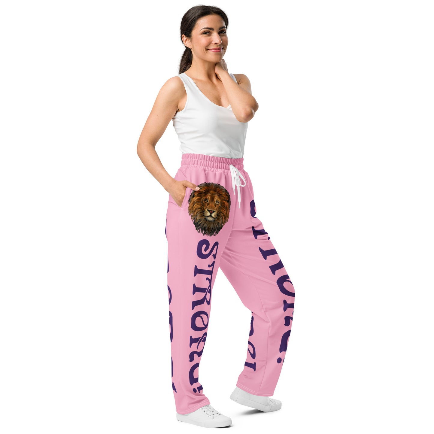 “STRONG!” Cotton Candy Wide-Leg Joggers W/Purple Font