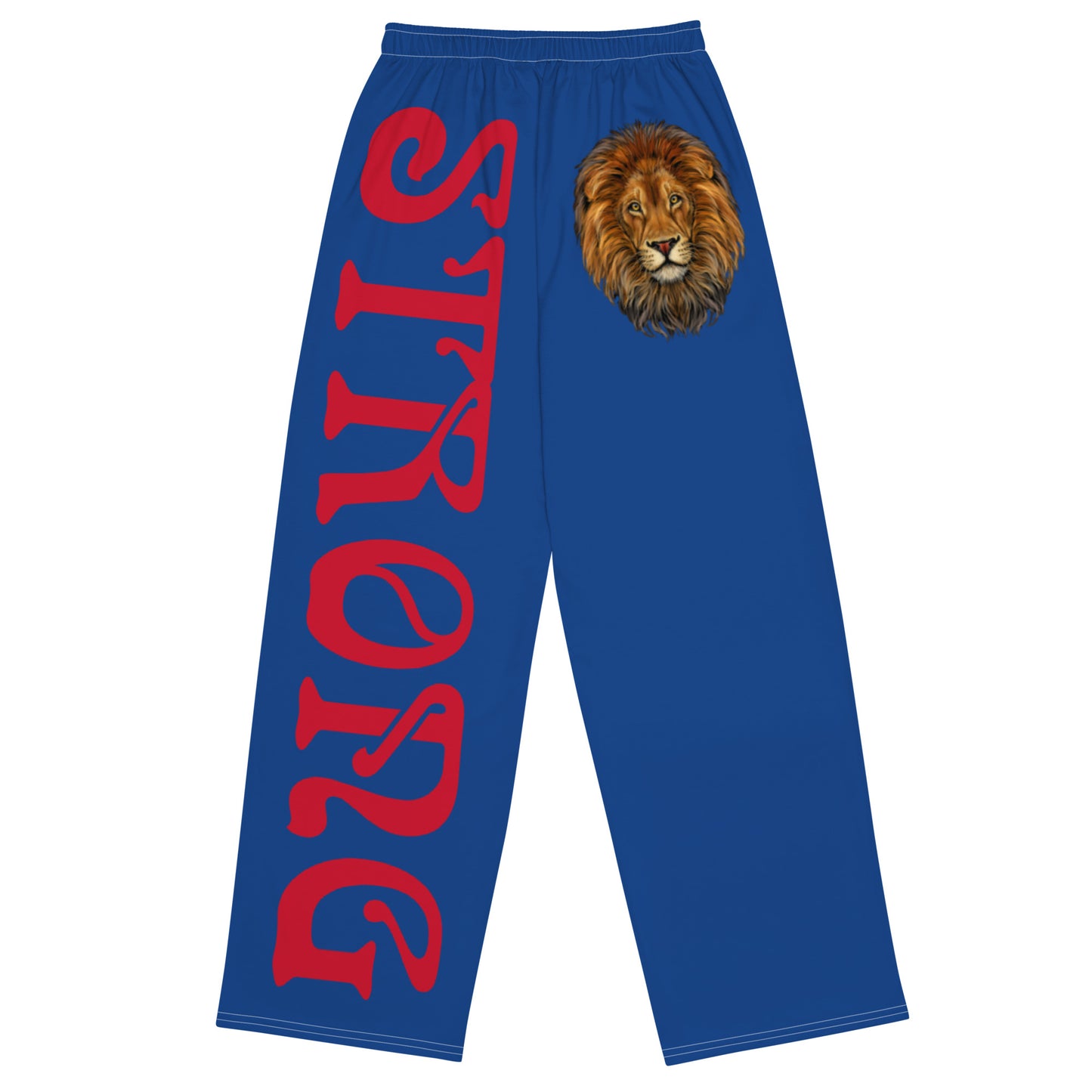 “STRONG”Blue Unisex Wide-Leg Pants W/Red Font
