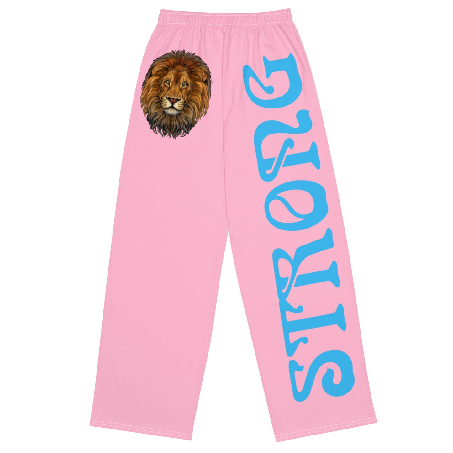“STRONG”Cotton Candy Unisex Wide-Leg Pants W/SkyBlue Font