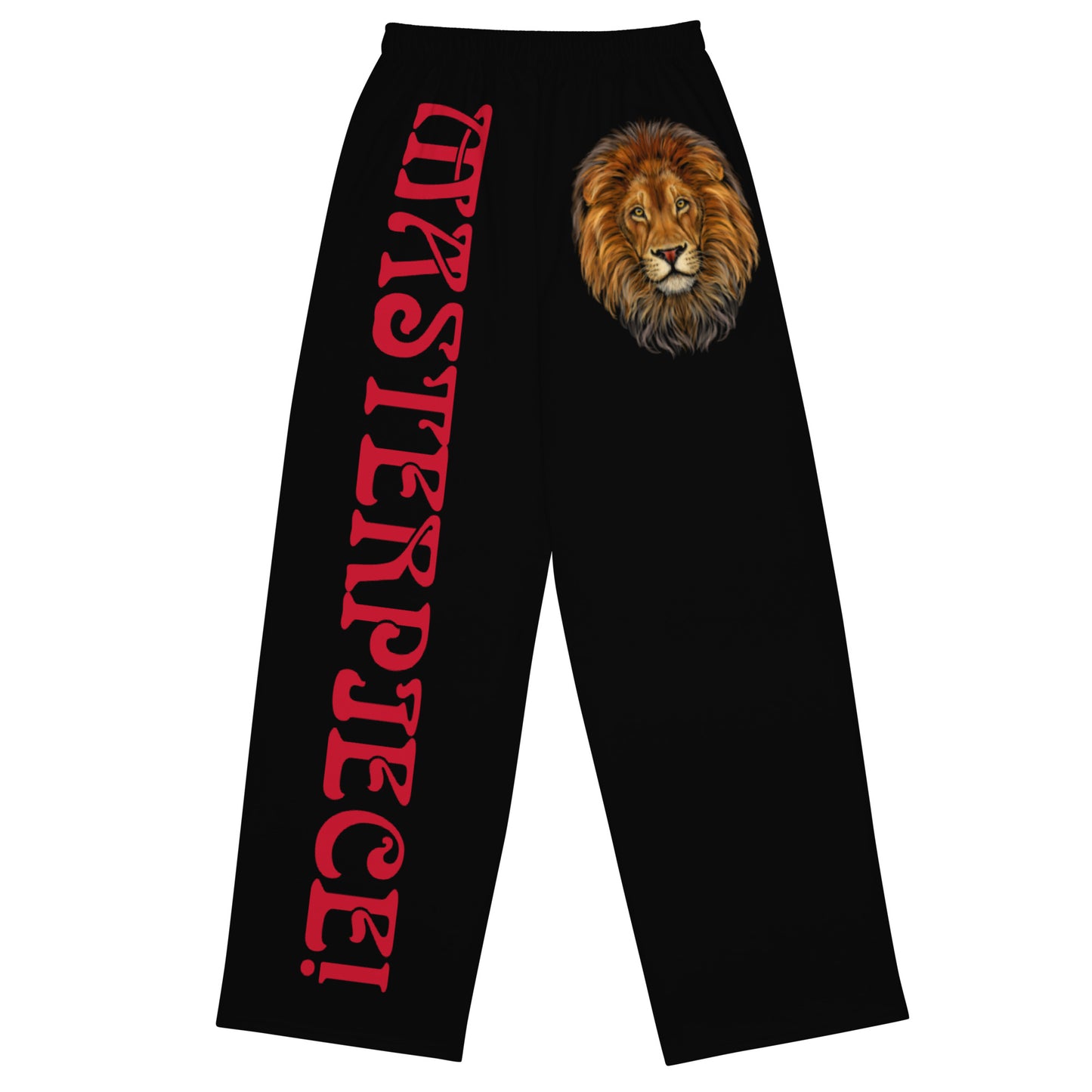 “MASTERPIECE!” Black Unisex Wide-Leg Pants W/Red Font