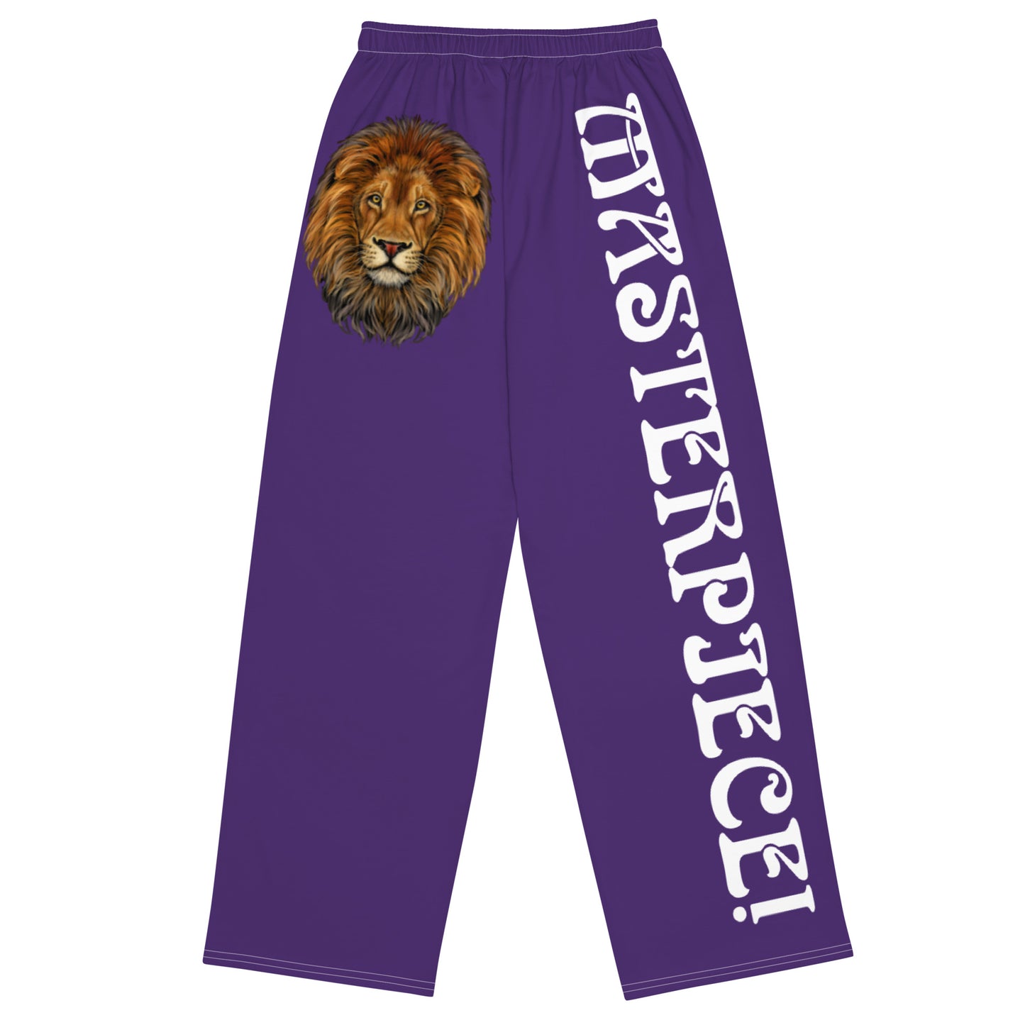 “MASTERPIECE!”Purple Unisex Wide-Leg Pants W/White Font