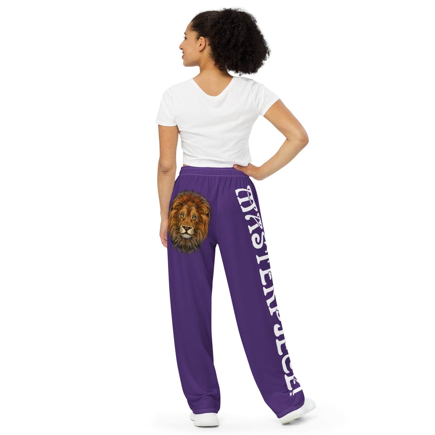 “MASTERPIECE!”Purple Unisex Wide-Leg Pants W/White Font
