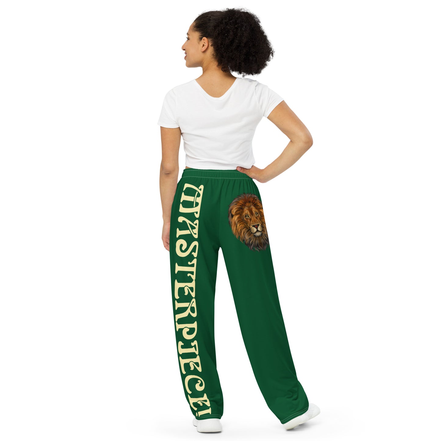 “MASTERPIECE!”Green Unisex Wide-Leg Pants W/Banana Font