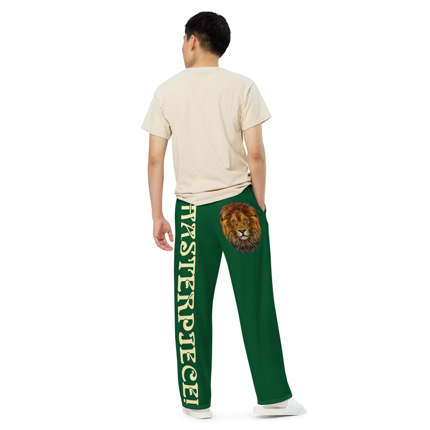 “MASTERPIECE!”Green Unisex Wide-Leg Pants W/Banana Font