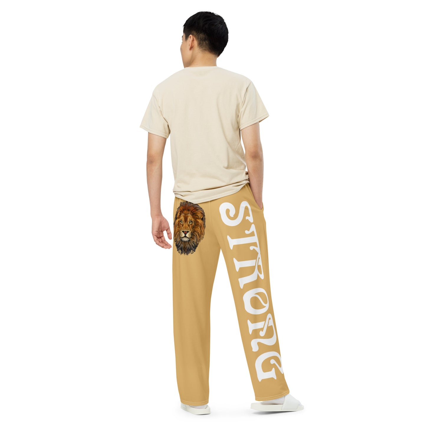 “STRONG”Fawn Unisex Wide-Leg Pants W/White Font