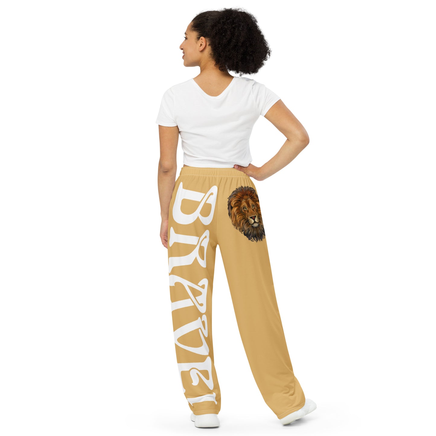 “BRAVE!”Fawn Unisex Wide-Leg Pants W/White Font