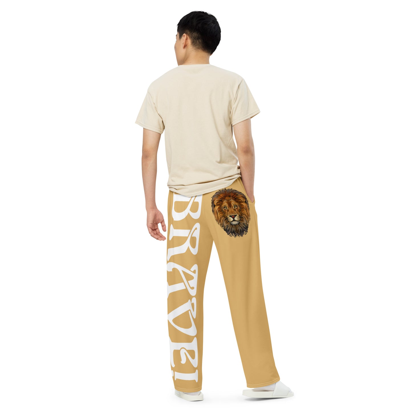 “BRAVE!”Fawn Unisex Wide-Leg Pants W/White Font