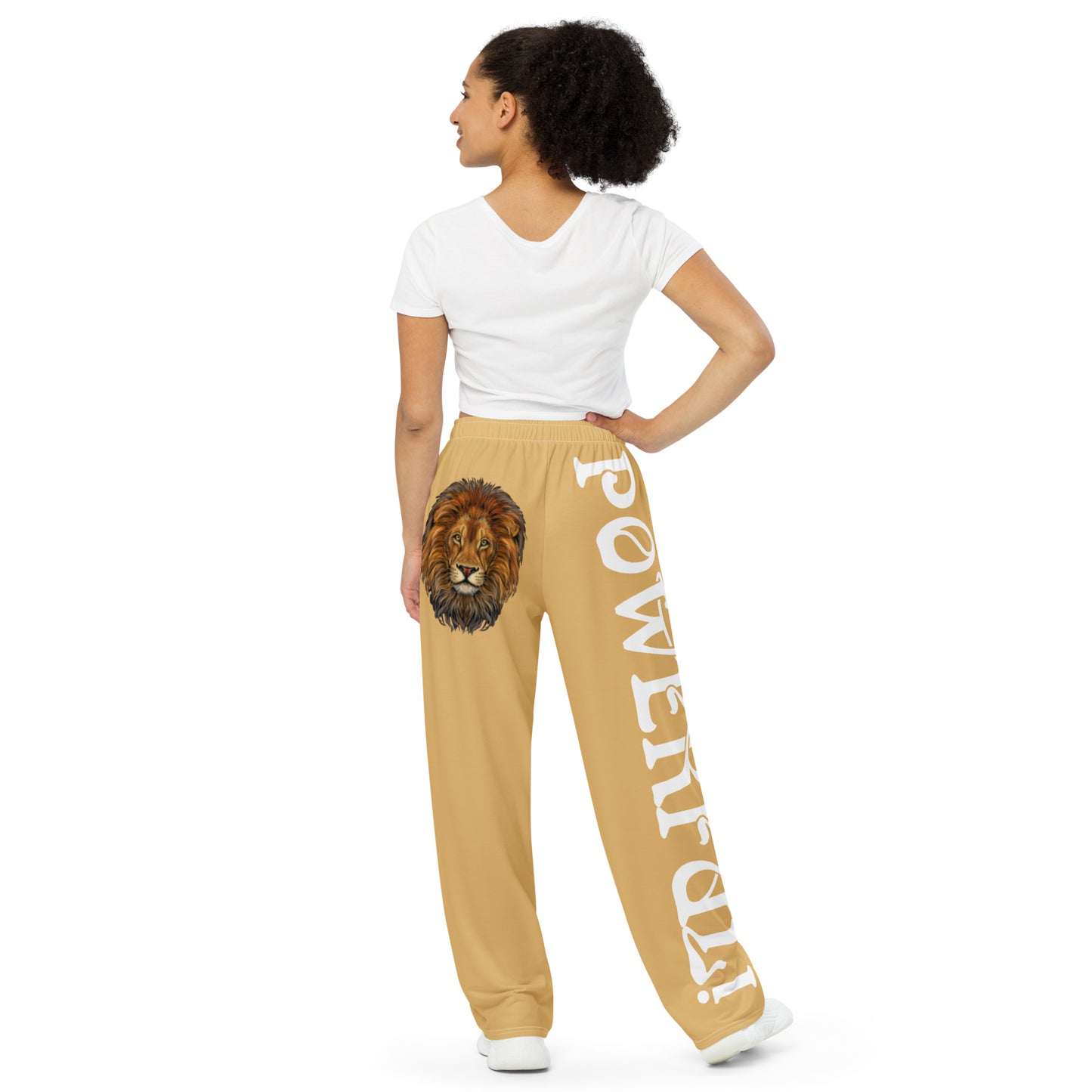 “POWERFUL!”Fawn Unisex Wide-Leg Pants W/White Font