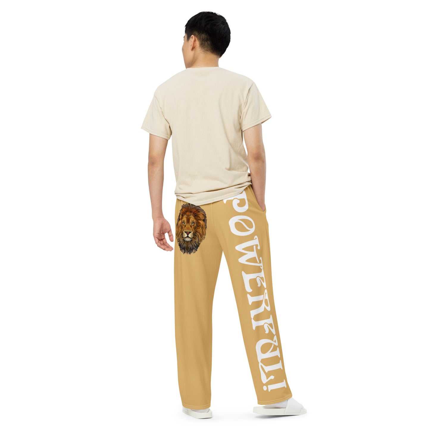 “POWERFUL!”Fawn Unisex Wide-Leg Pants W/White Font