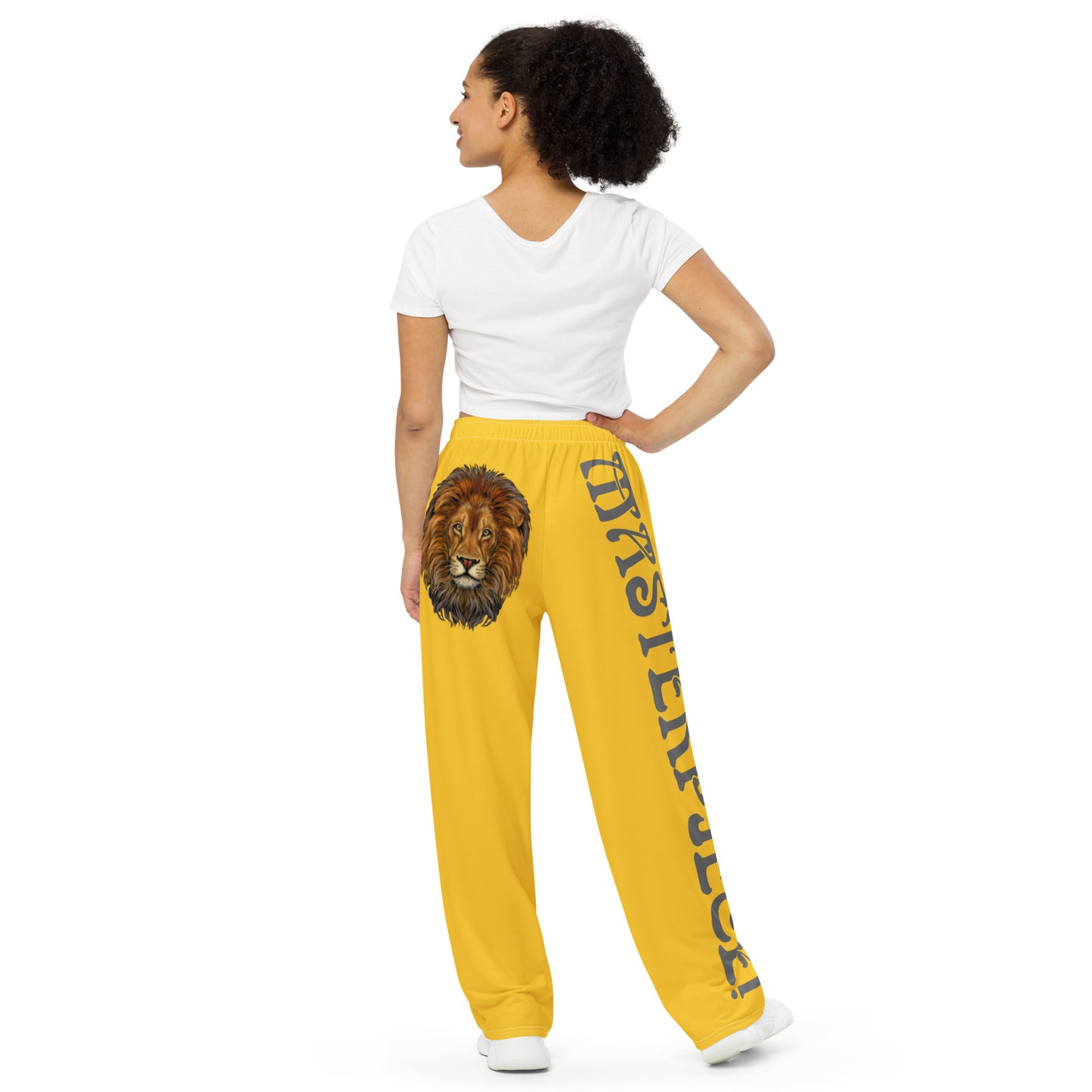“MASTERPIECE!”Yellow Unisex Wide-Leg Pants W/Grey Font