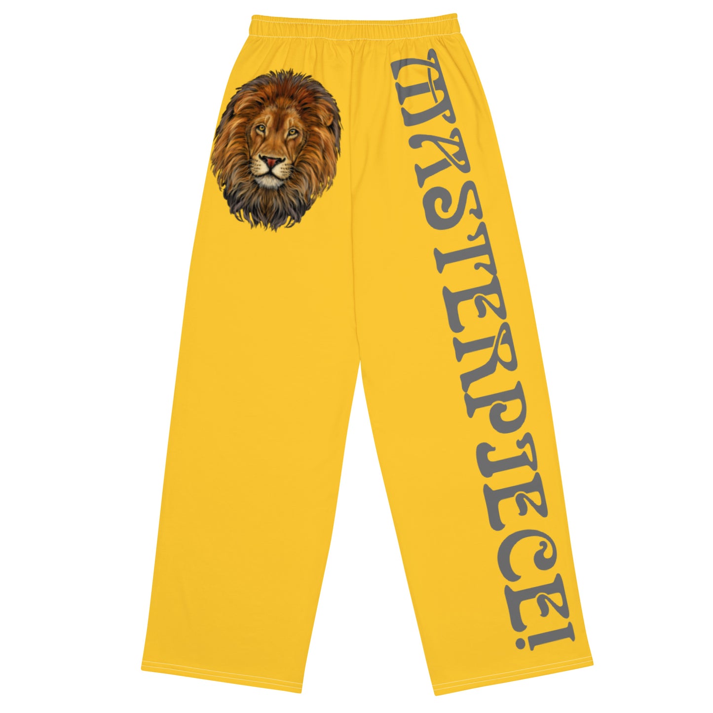 “MASTERPIECE!”Yellow Unisex Wide-Leg Pants W/Grey Font