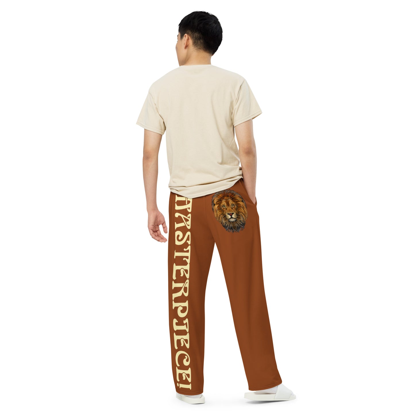 “MASTERPIECE!”Brown Unisex Wide-Leg Pants W/Banana Font