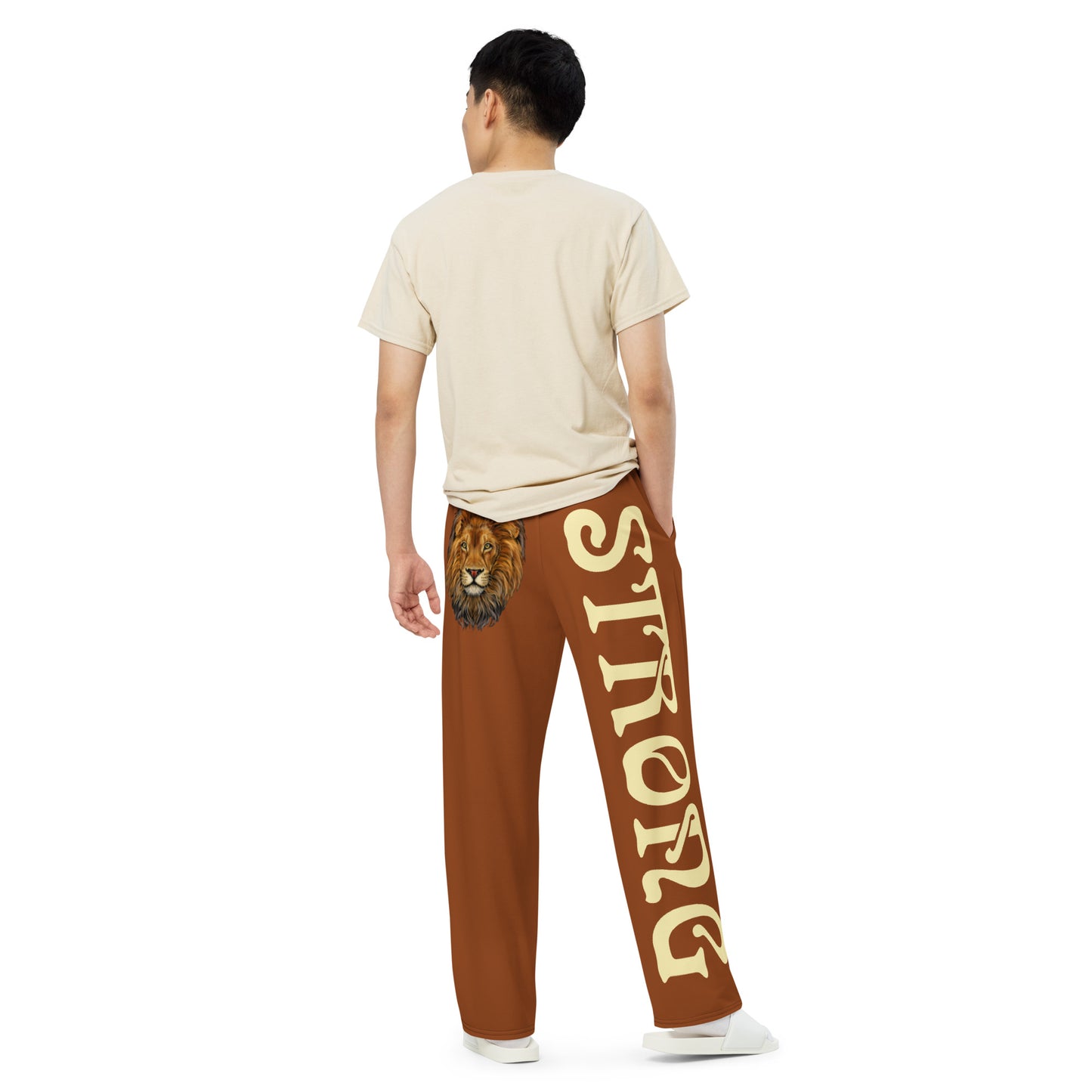 “STRONG”Brown Unisex Wide-Leg Pants W/Banana Font