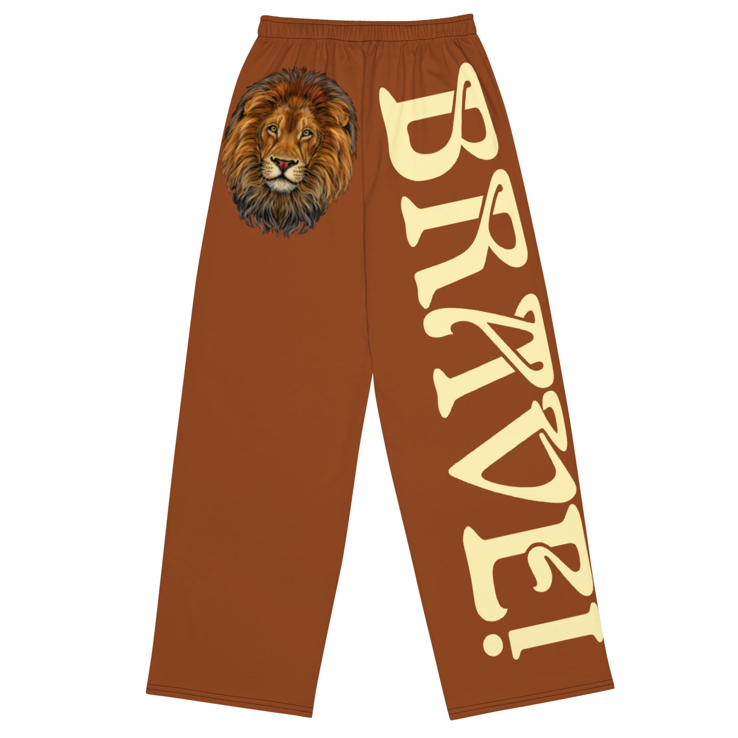 “BRAVE!”Brown Unisex Wide-Leg Pants W/Banana Font