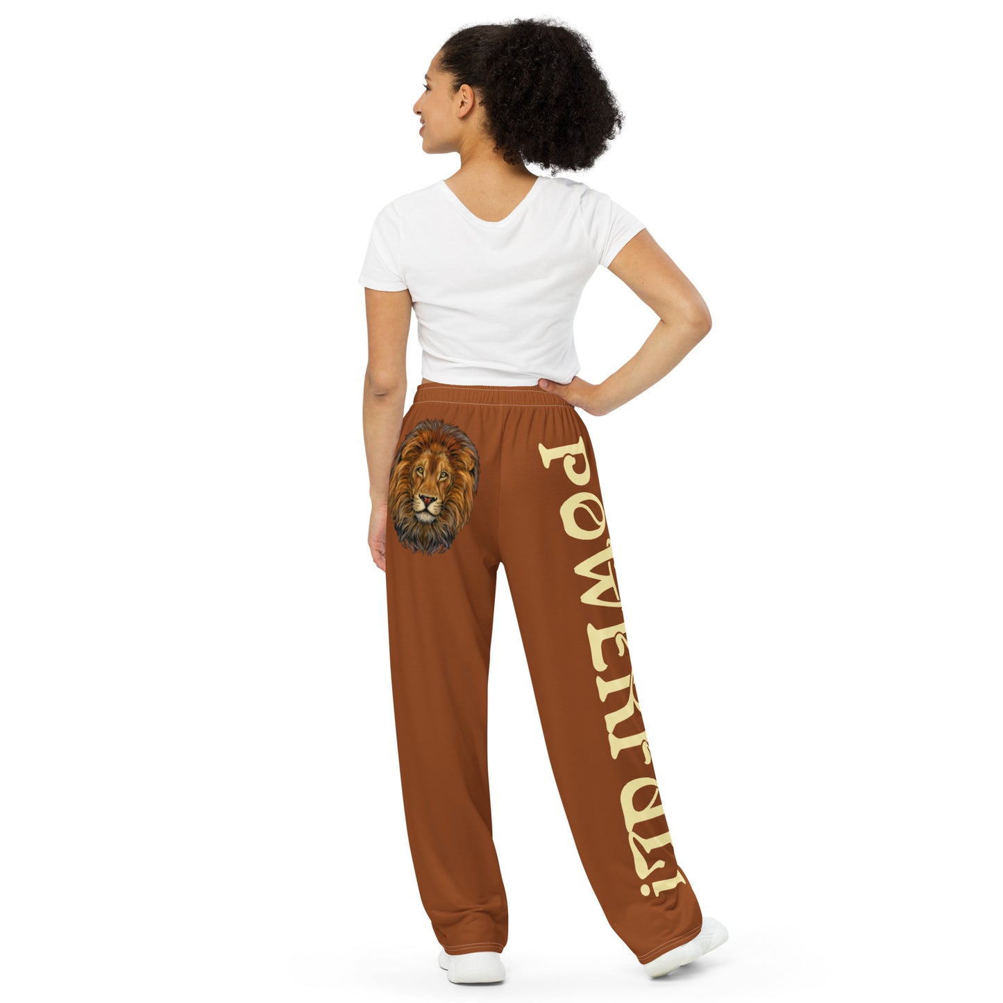 “POWERFUL!”Brown Unisex Wide-Leg Pants W/Banana Font
